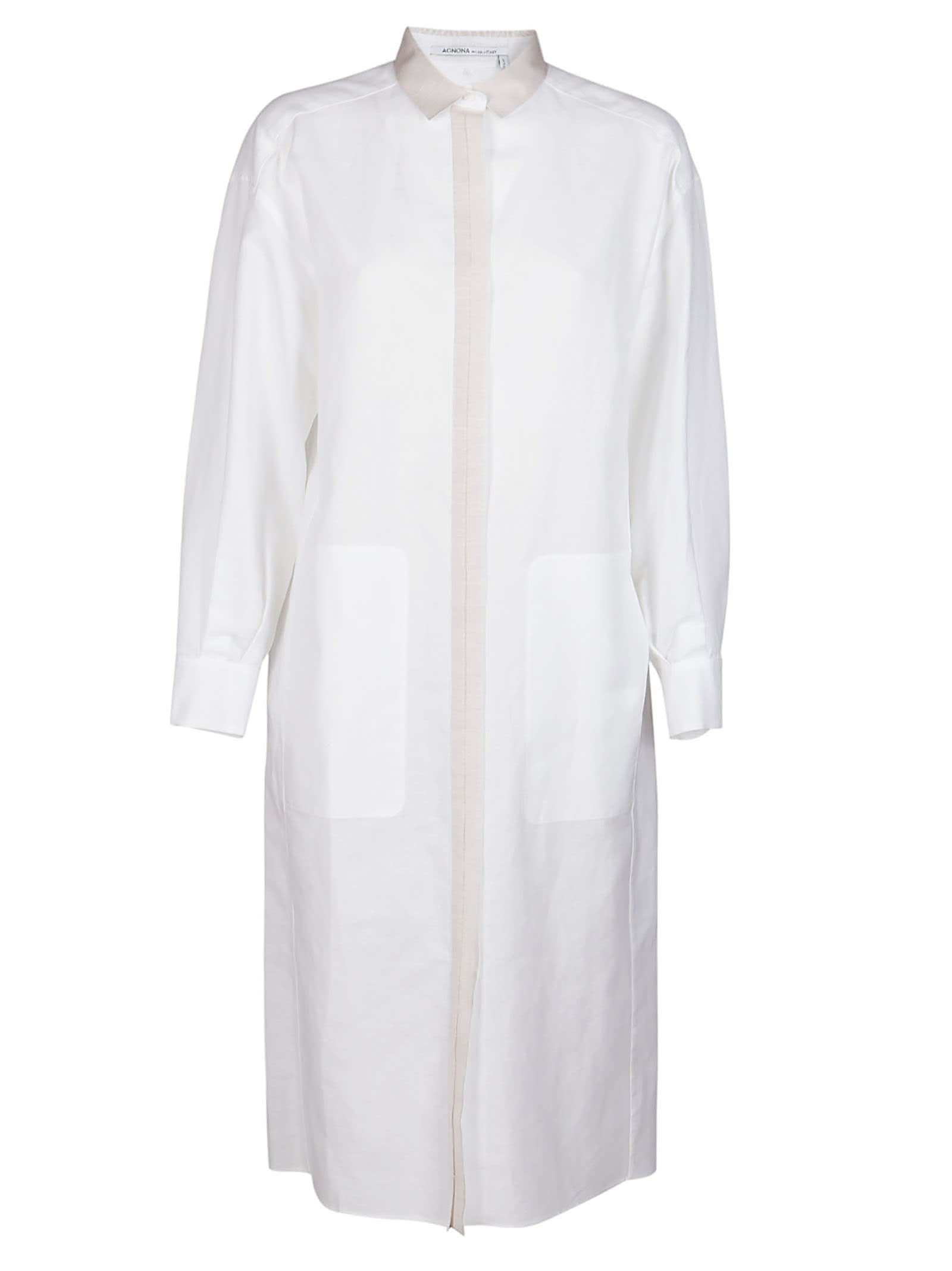 AGNONA WHITE COTTON-LINEN BLEND SHIRT DRESS,TR0102YU2012N00