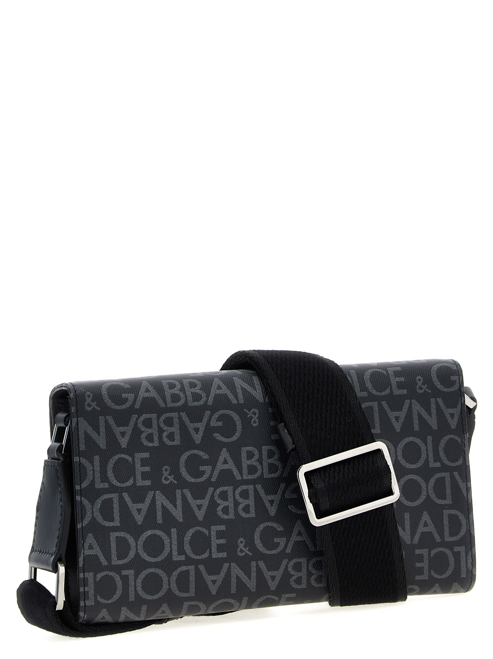 Shop Dolce & Gabbana Coated Jacquard Crossbody Bag In Black