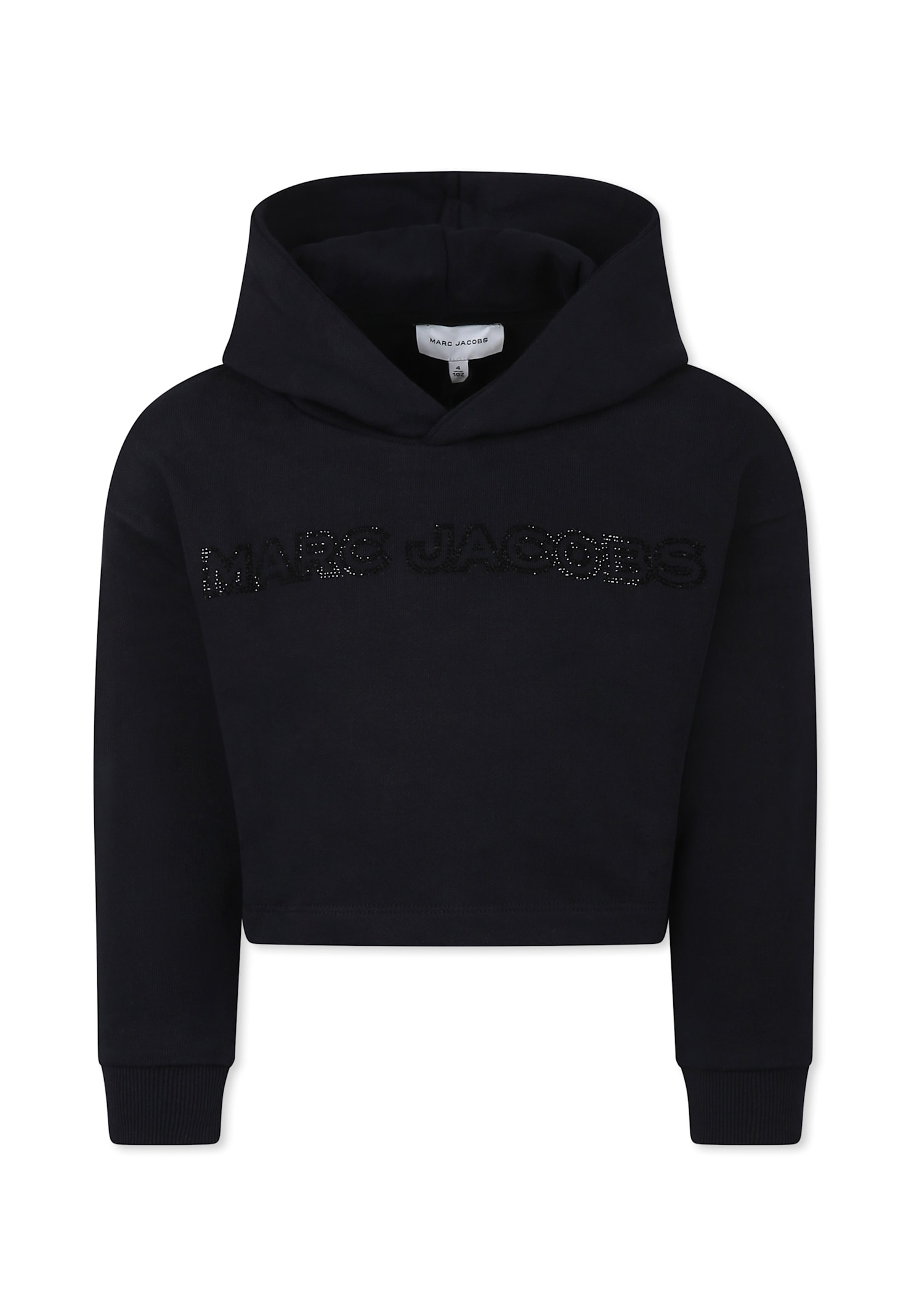 Marc Jacobs Black Crop Sweatshirt For Girl With Logo In Black