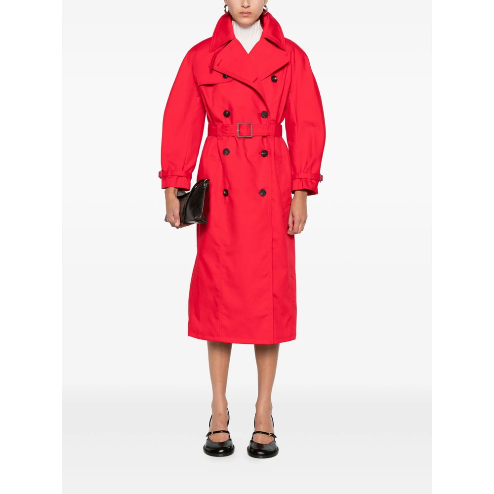 Jacquemus Belted Trench Coat With Structured Collar In Red