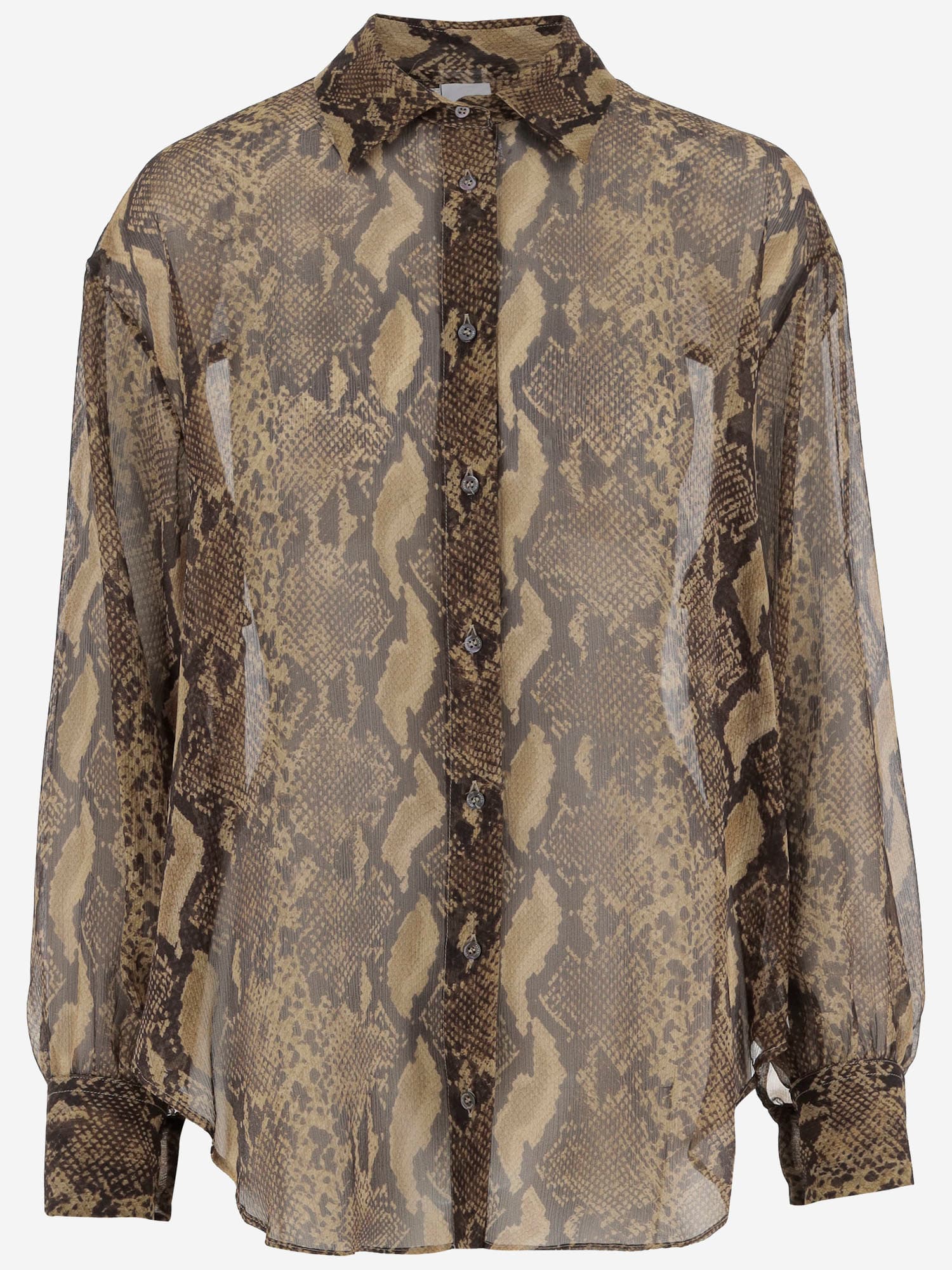 Aspesi Python-print Buttoned Shirt In Brown