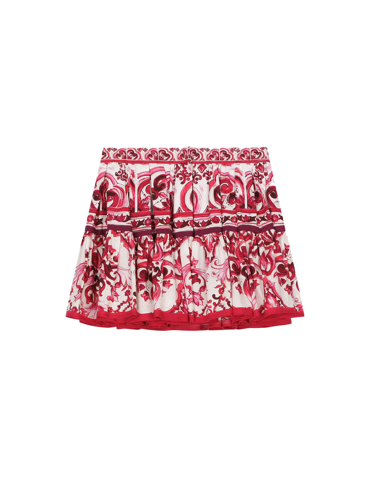 Shop Dolce & Gabbana Short Skirt With Fuchsia Majolica Print In Pink