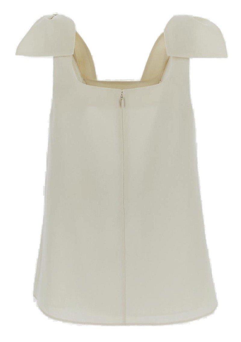 Shop Chloé Bow-strapped Square-neck Tank Top In White