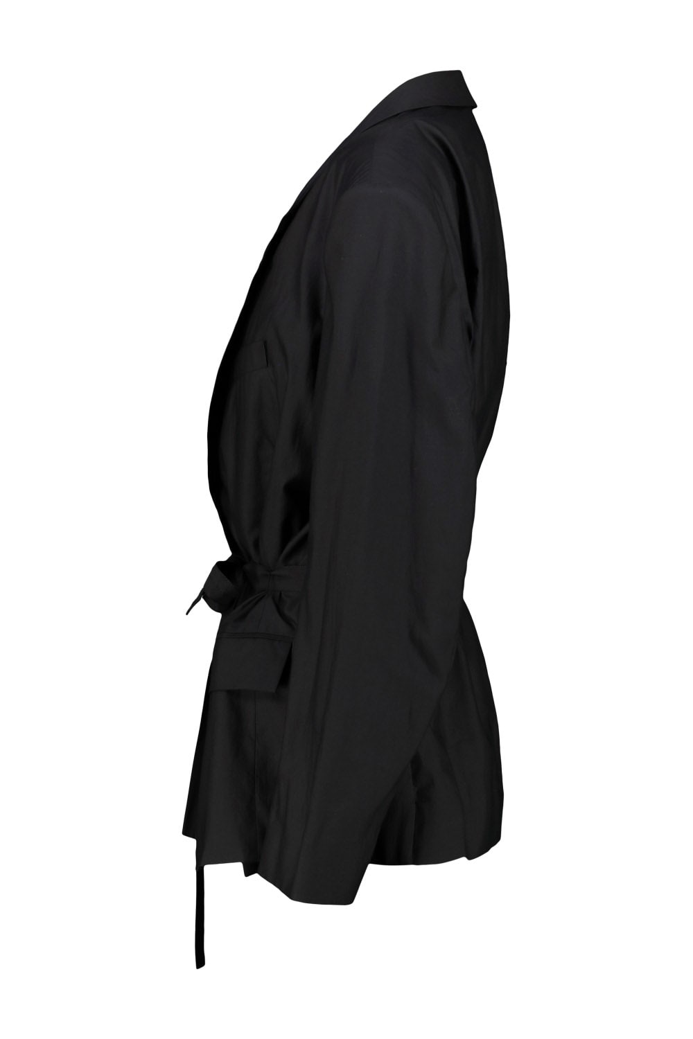 Shop Lemaire Belted Light Tailored Jacket In Black