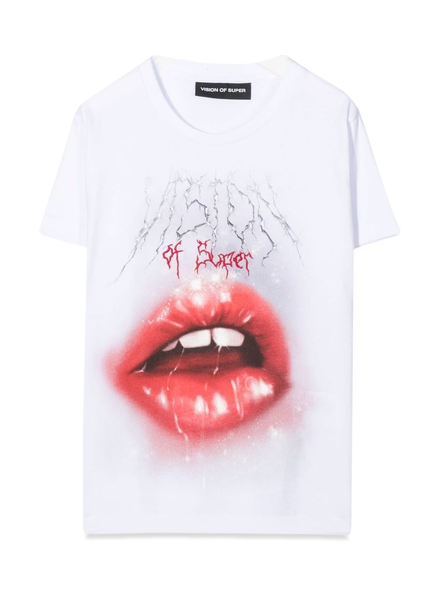 Vision Of Super Kids' Rock Mouth Print In Bianco