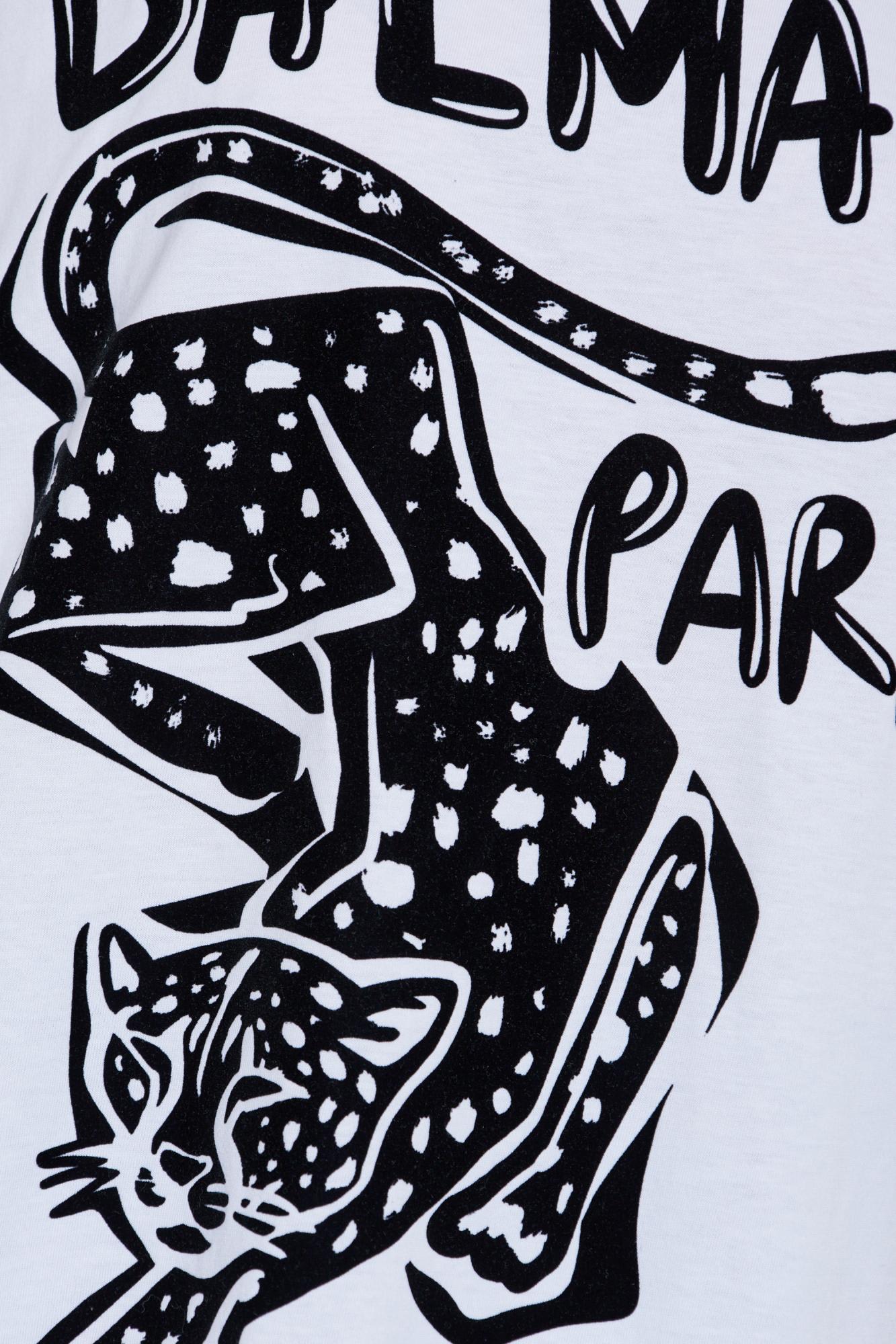 Balmain Short-sleeved T-shirt With Leopard Print In White