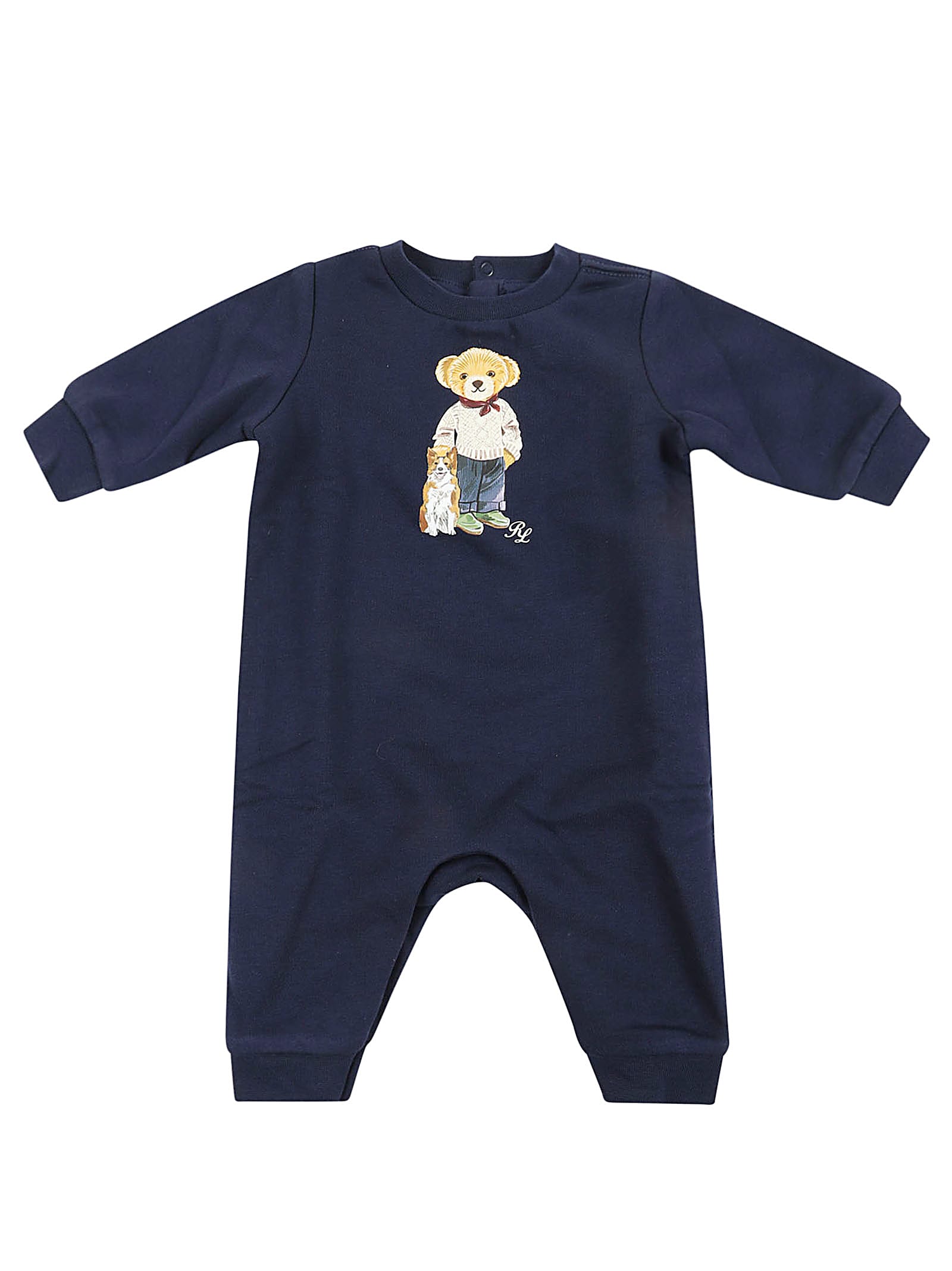 Polo Ralph Lauren Babies' Ls Bear Cov-one Piece-coverall In Refined Navy W Boy Bear