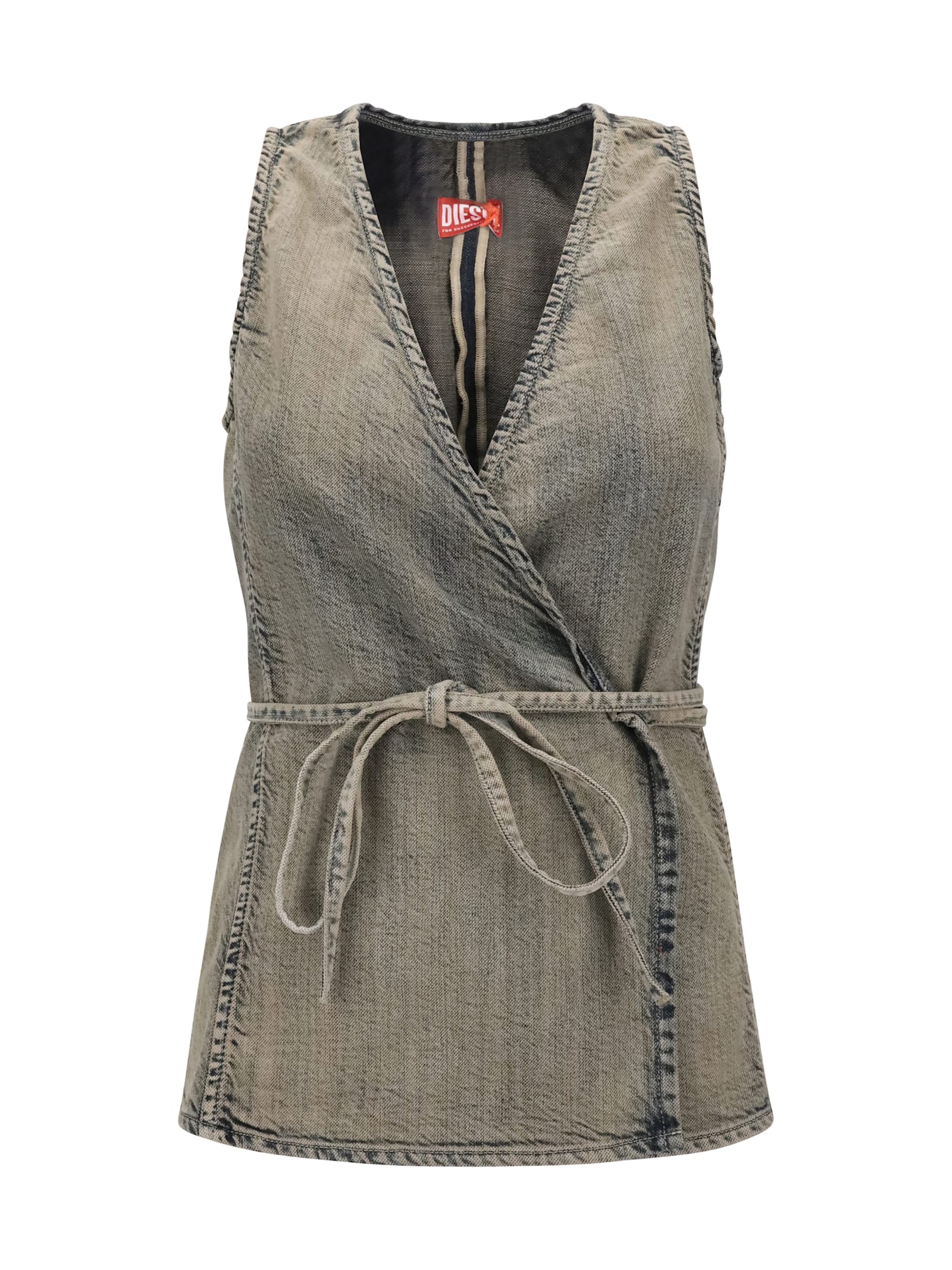 Gold-brush Denim Top