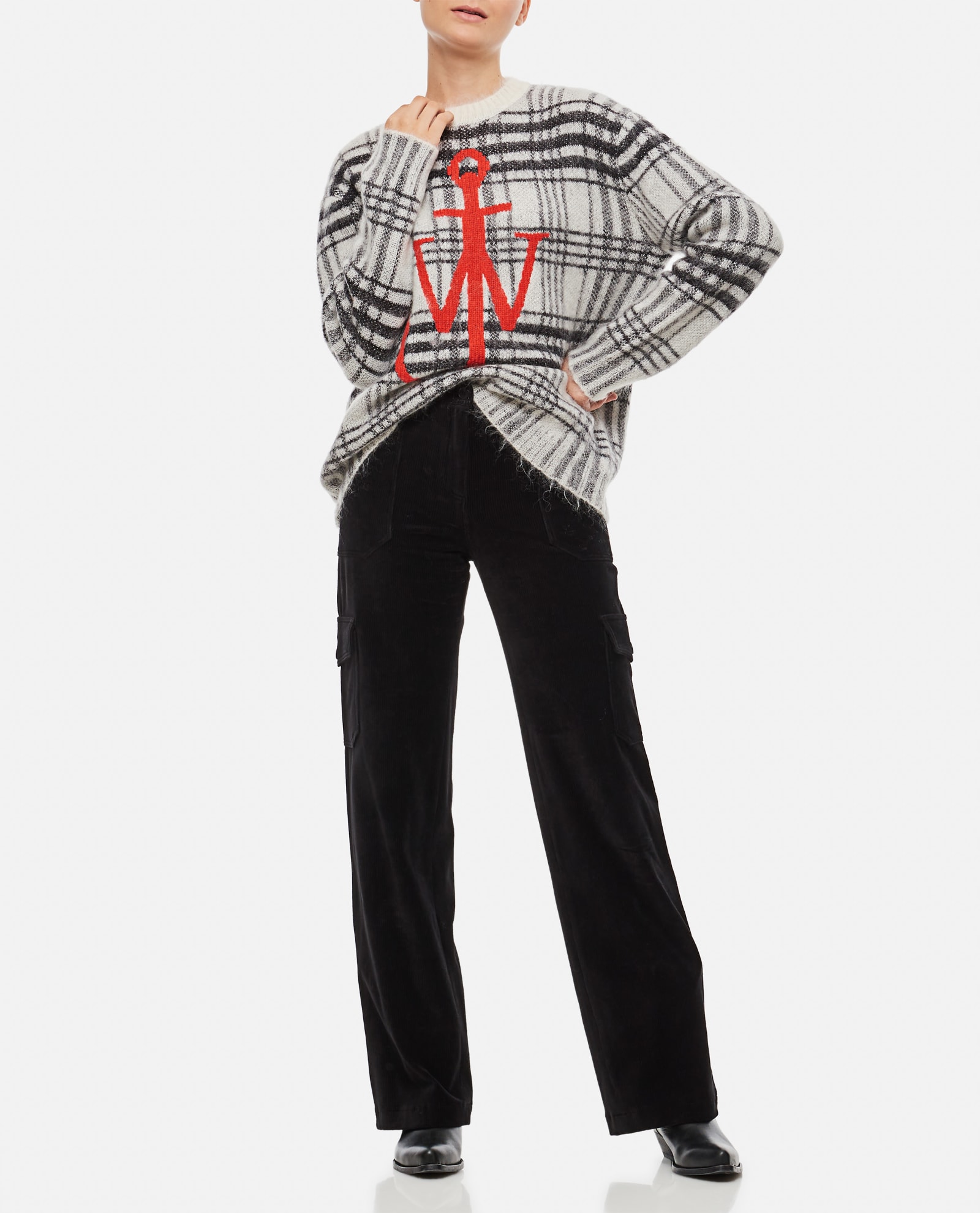 Jw Anderson Anchor Knit Jumper In White/black