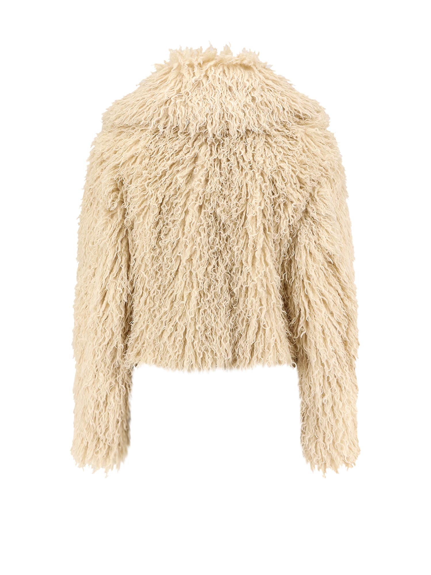 Hugo Boss Cropped Faux Fur Jacket Featuring Collar In Multi