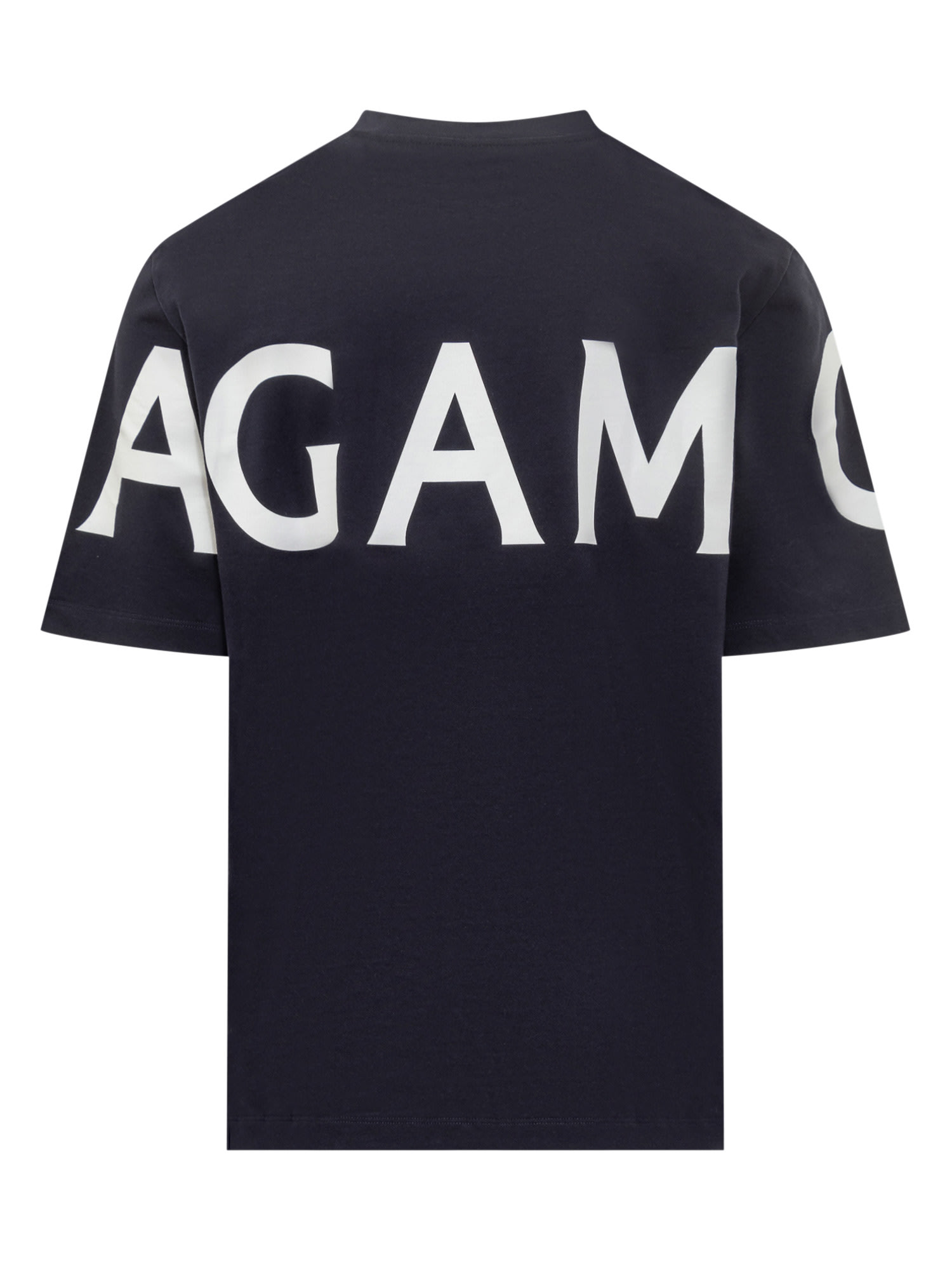 Ferragamo Graphic Logo Crewneck T-shirt In Blue
