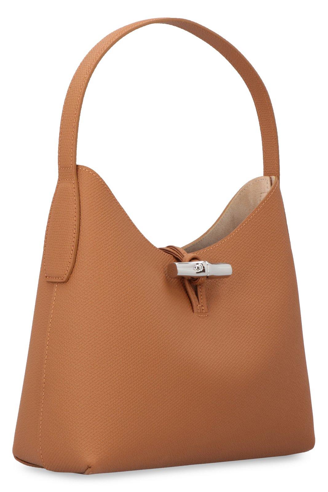 Shop Longchamp Medium Roseau Open Top Shoulder Bag In Brown