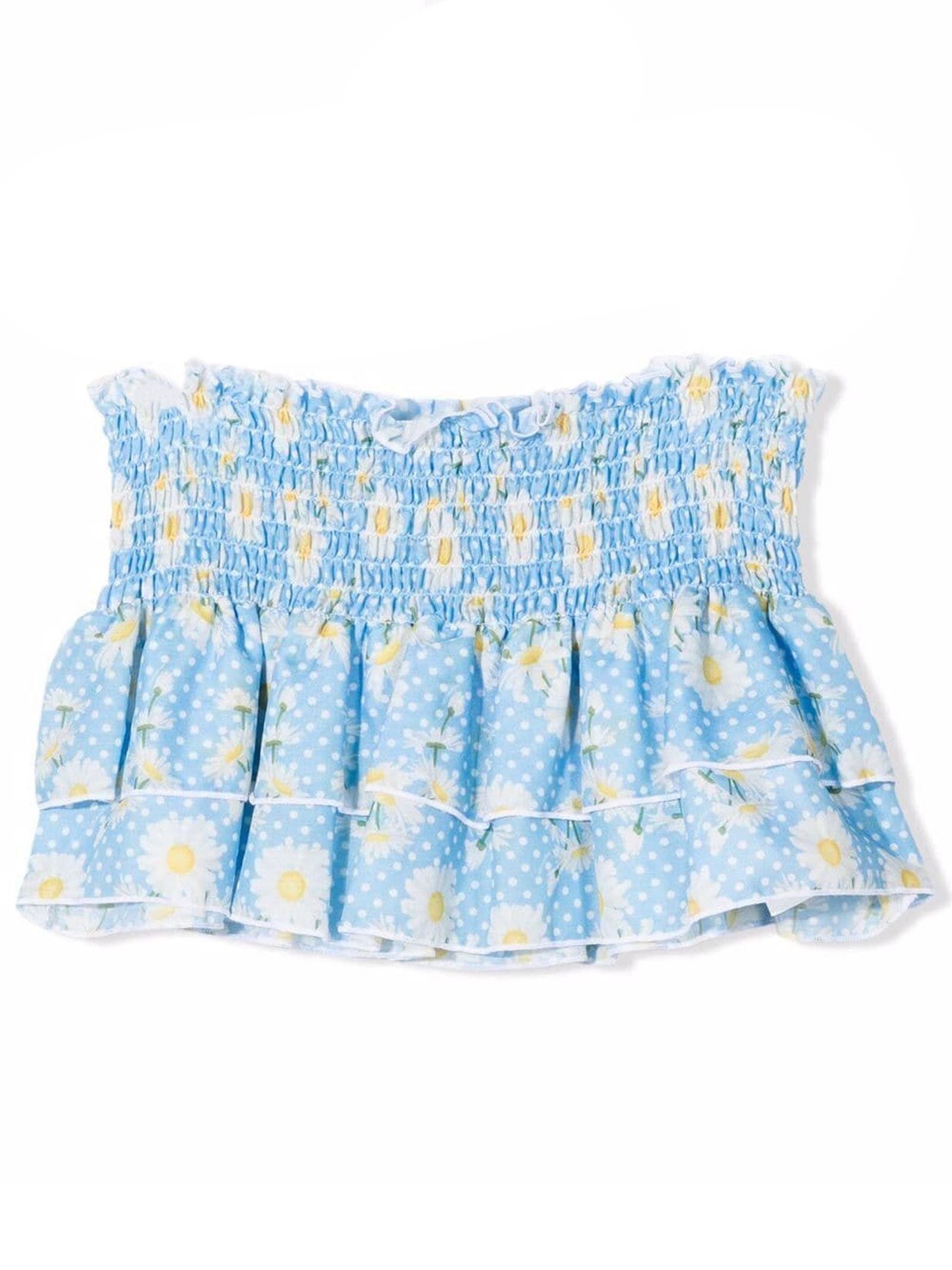 Monnalisa Blue Cotton Skirt