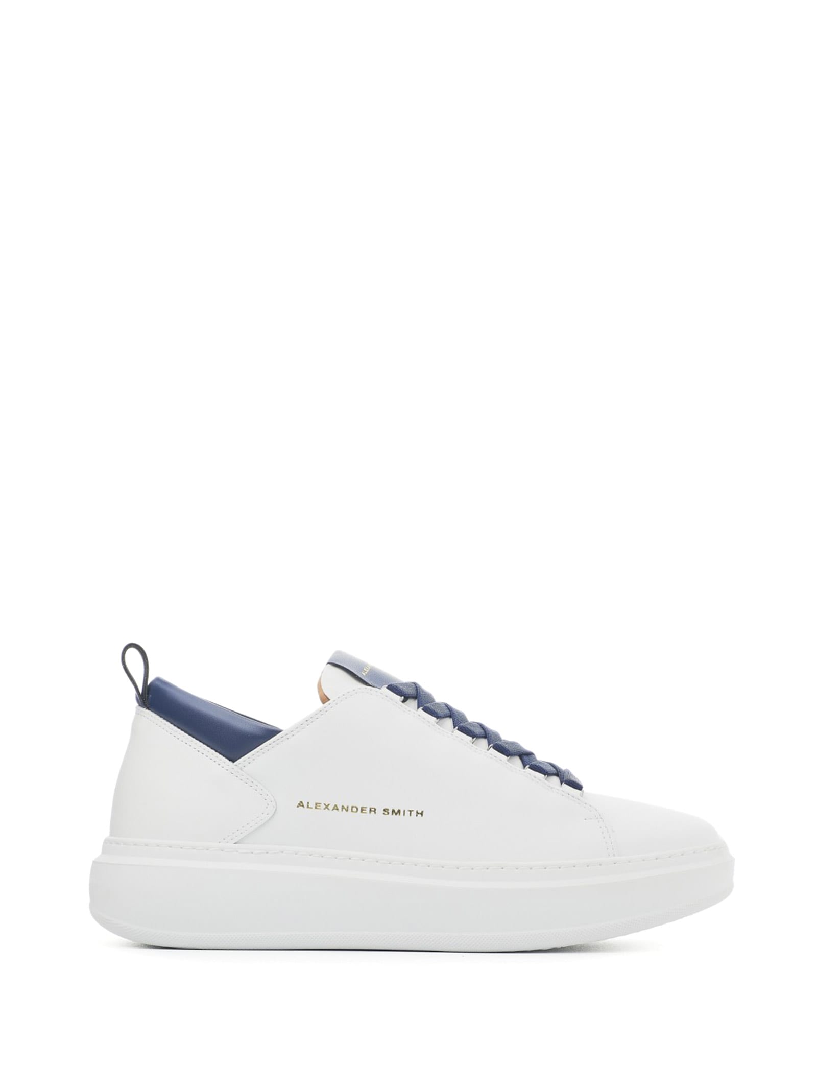 White Blue Mens Wembley Sneaker In Leather