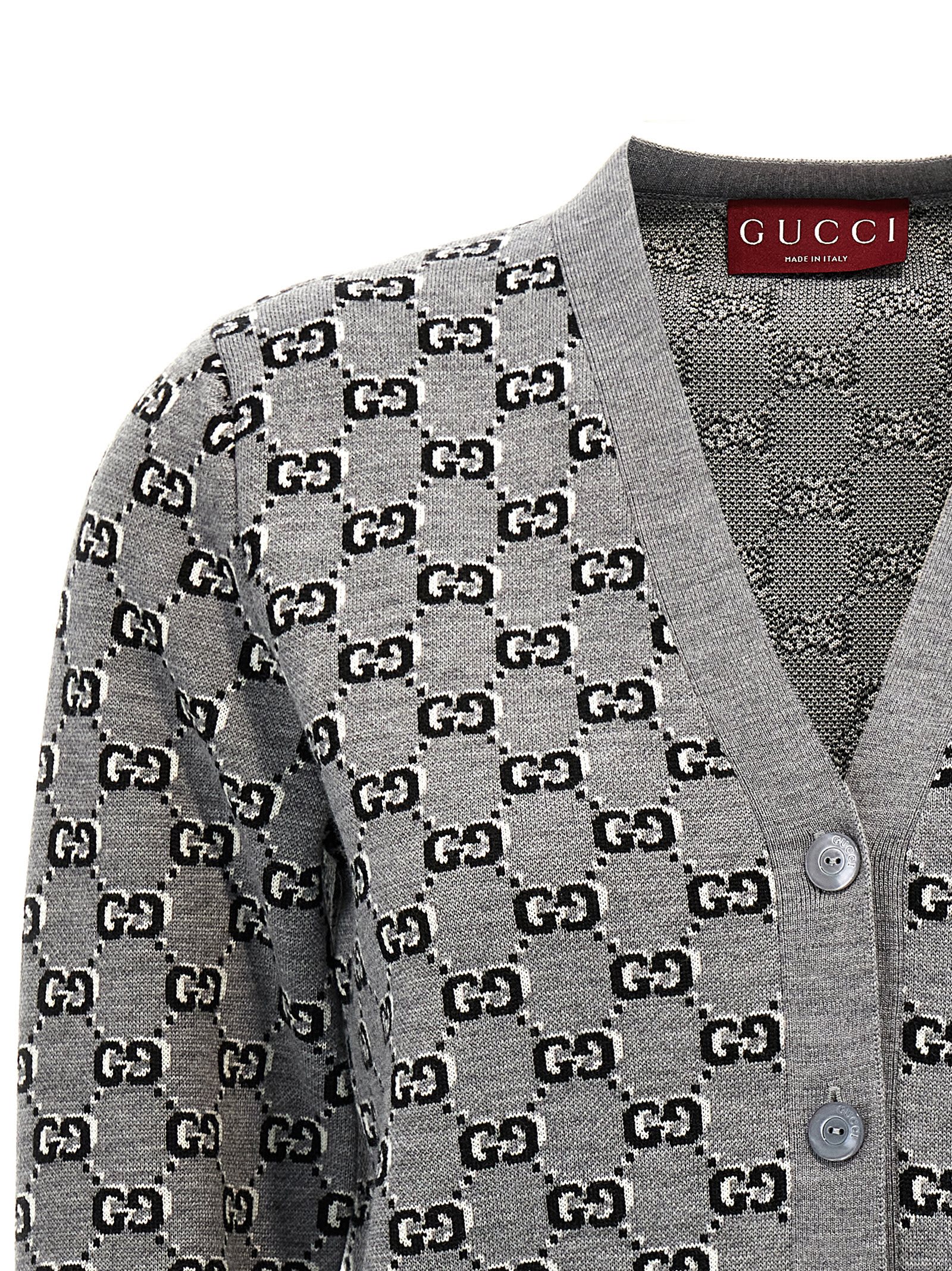 Shop Gucci Gg Cardigan In Gray