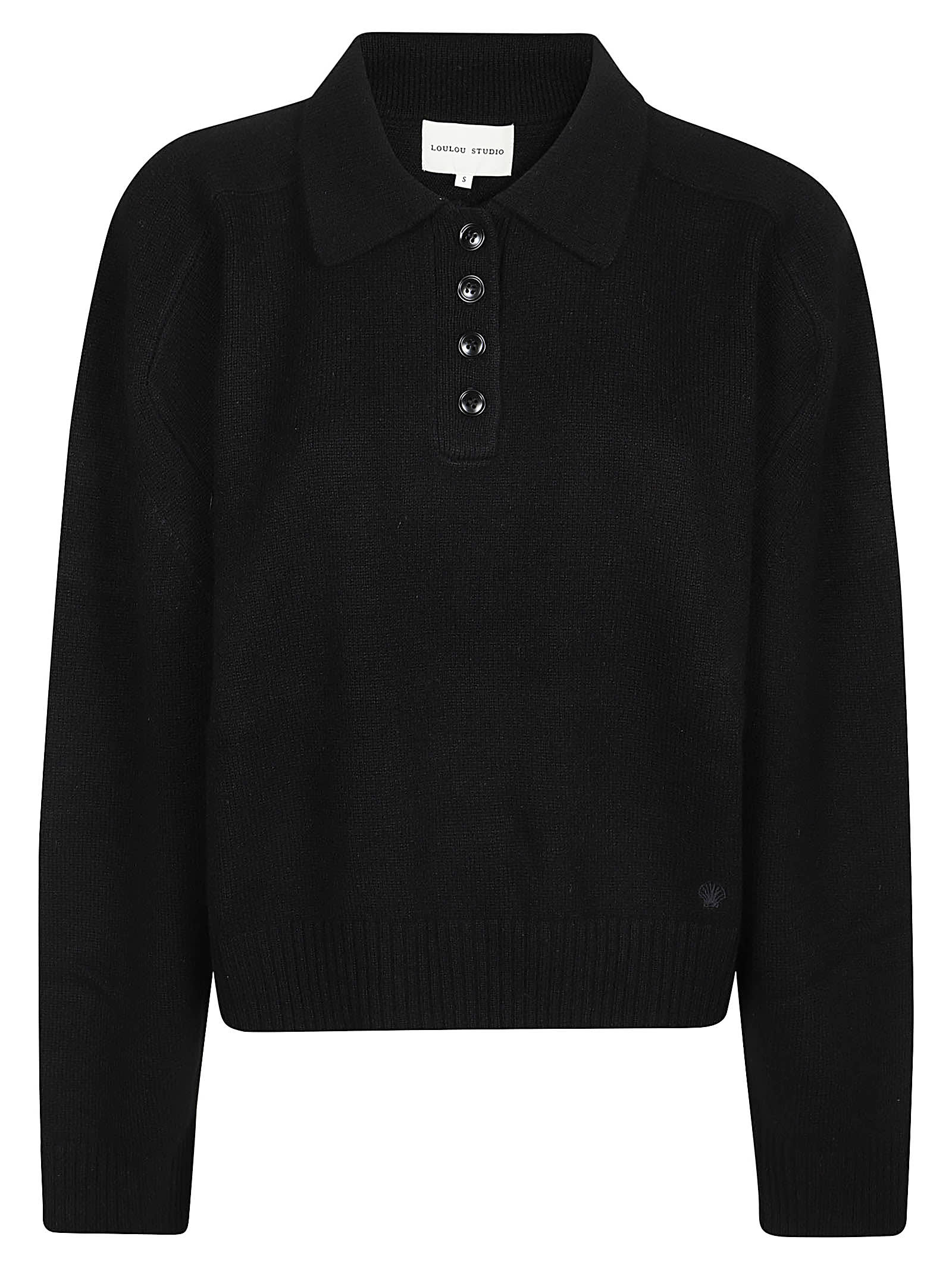 Shop Loulou Studio Homere Polo Sweater In Black