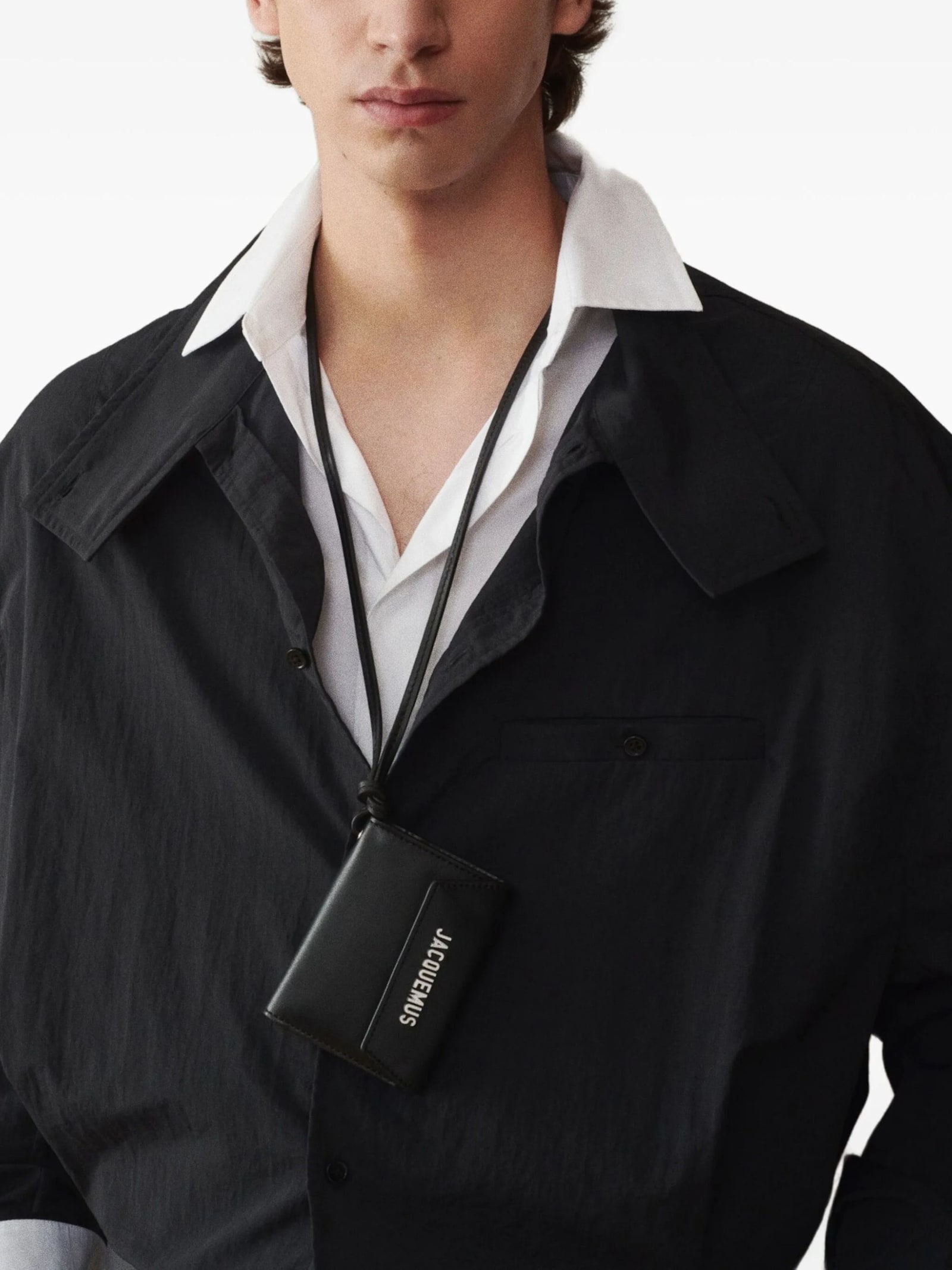 Jacquemus Rectangular Black Leather Card Wallet With Logo Detailing In Black