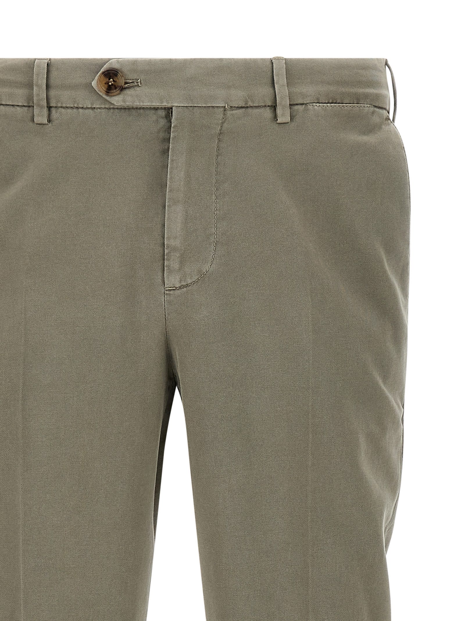 Brunello Cucinelli Cotton Trousers With Back Pockets And Belt Loops In Gray