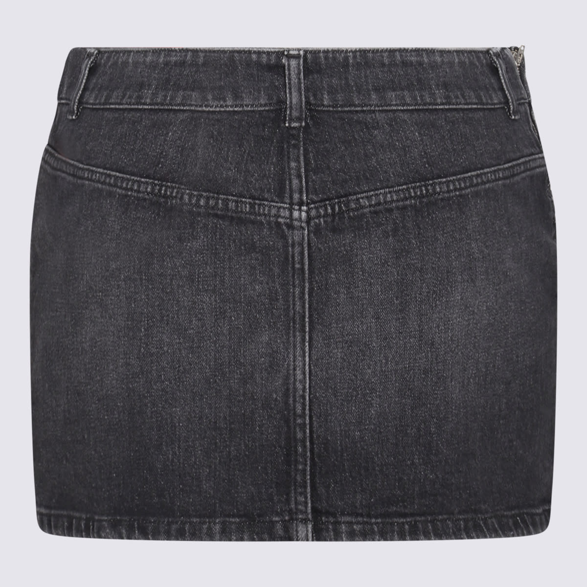 Shop Diesel Black Cotton Denim Skirt