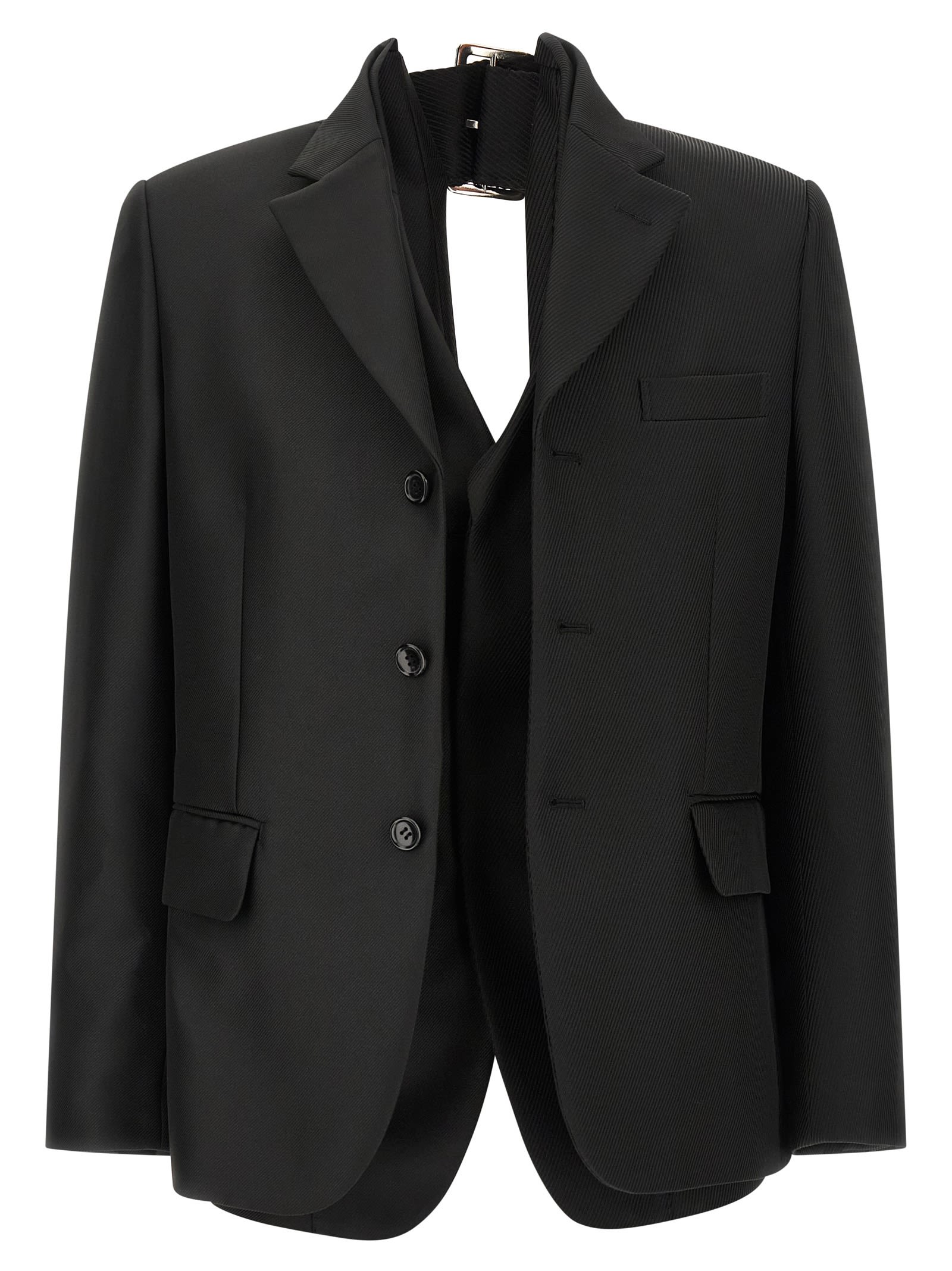 Comme Des Garçons Double Layer Effect Blazer In Black