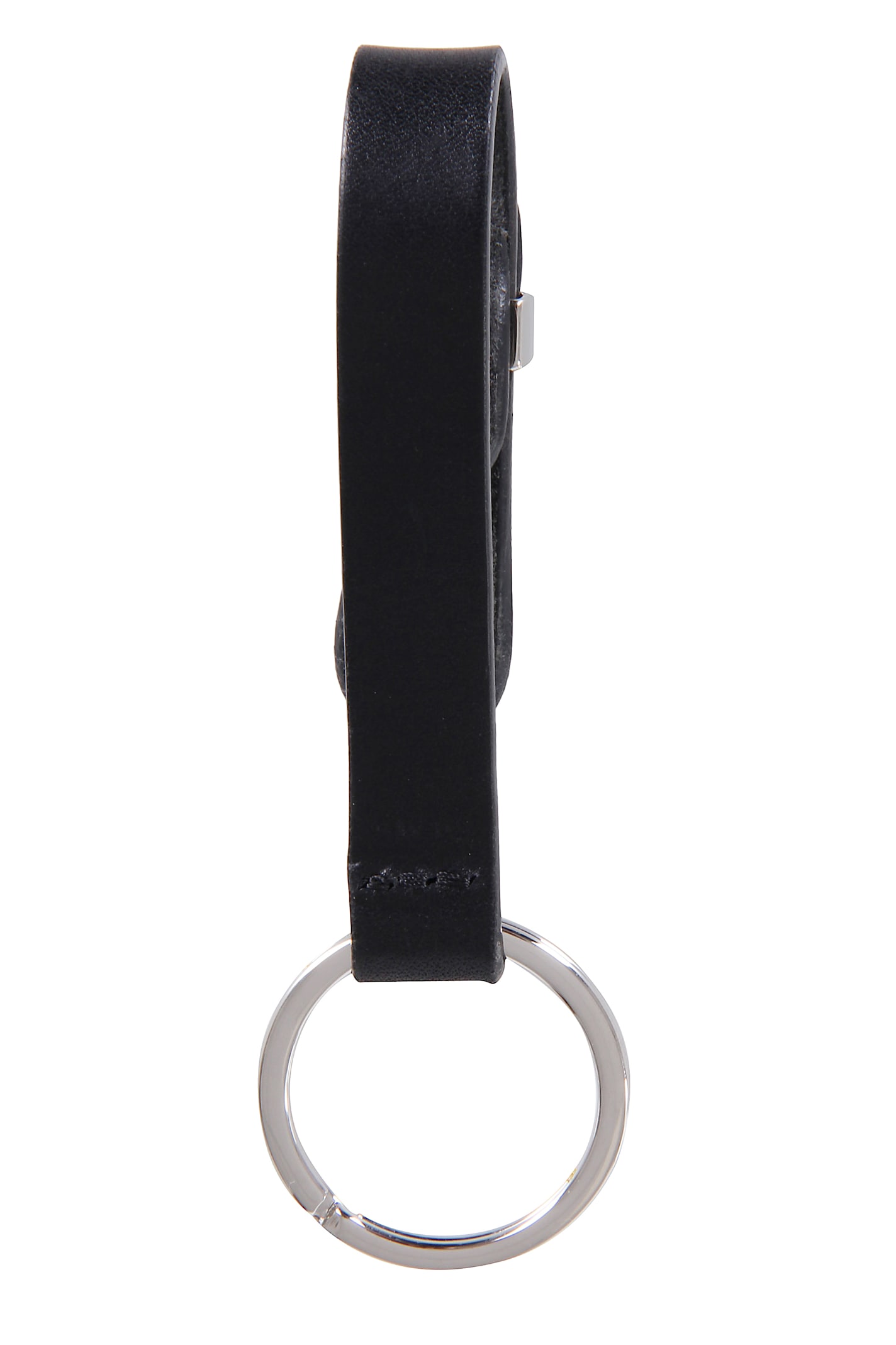 Orciani Loop Leather Keyring In Black