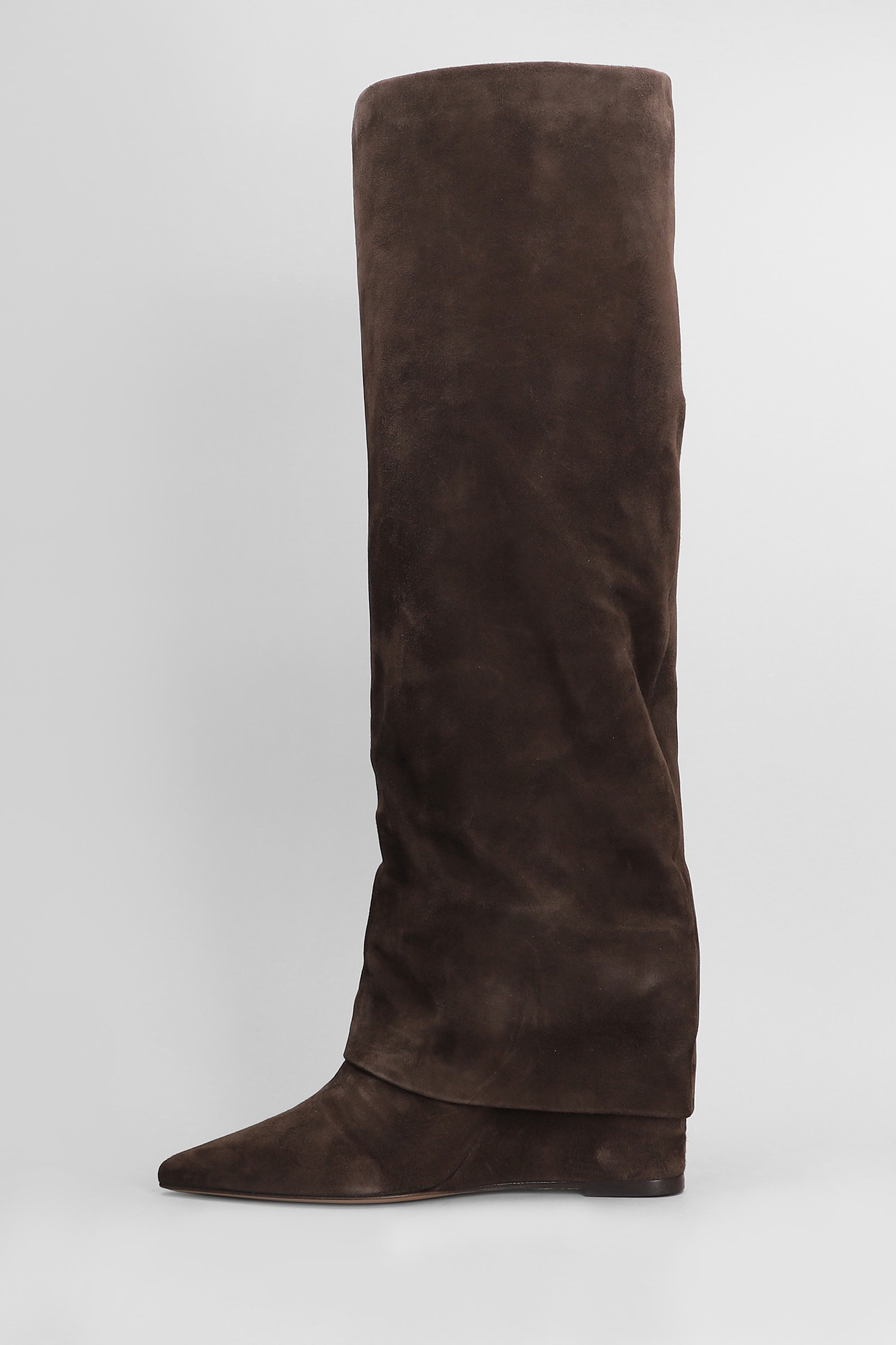 Shop The Seller High Heels Boots In Dark Brown Suede