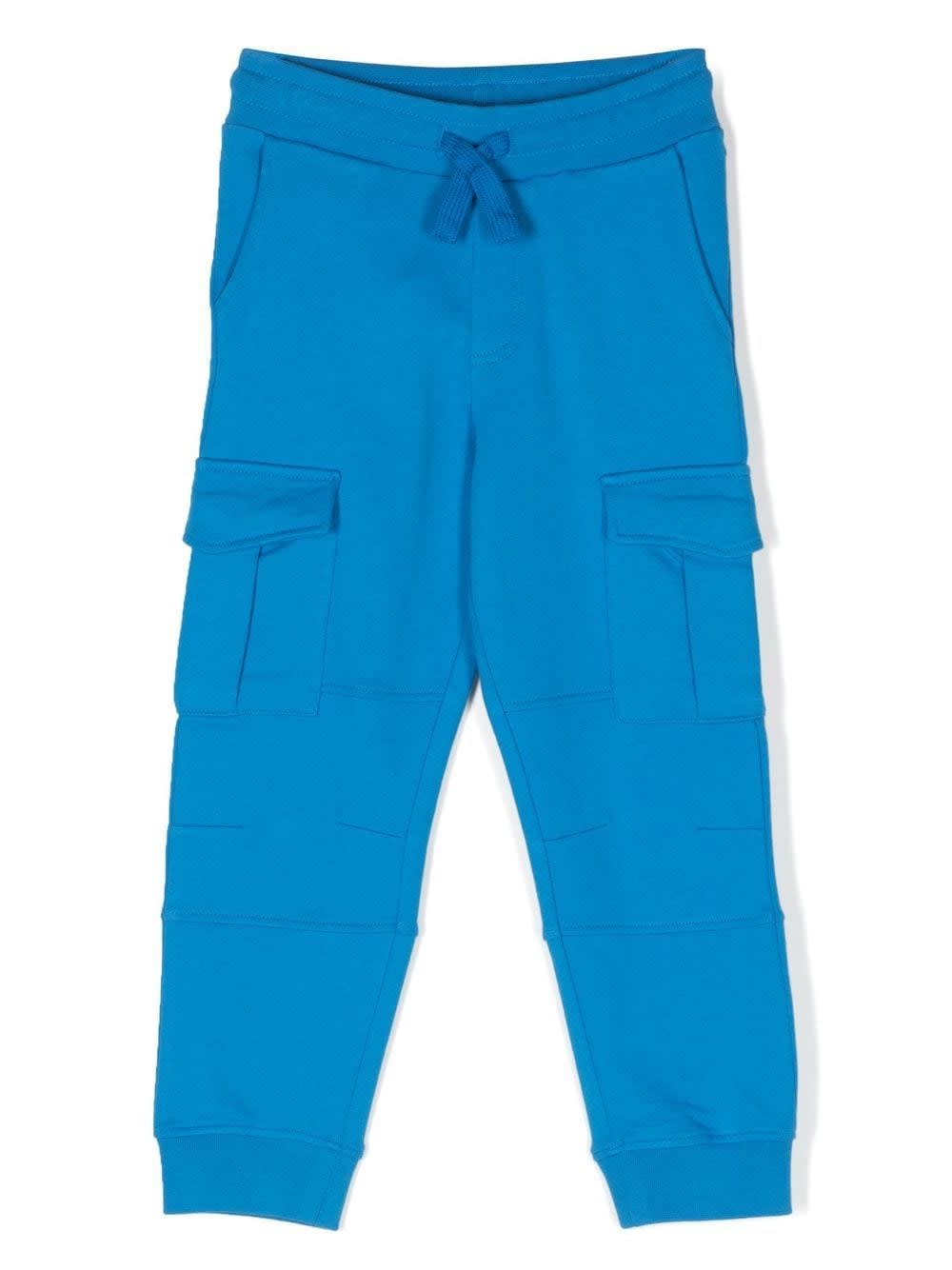 Shop Stella Mccartney Blue Cotton Pants In Azure/blue