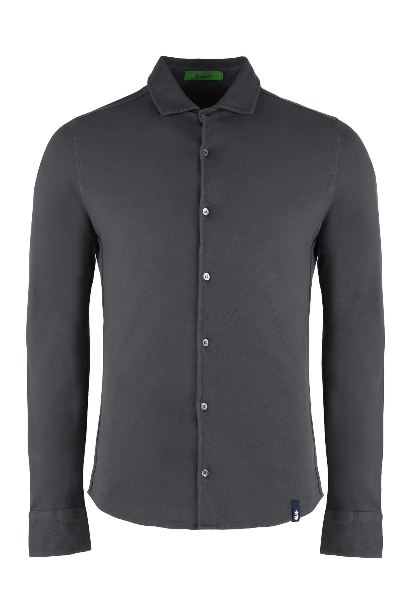 Shop Drumohr Cotton Piqué Shirt In Grey