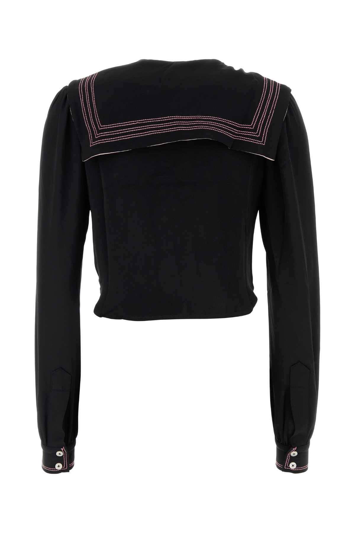 Bode Silk Seafarer Mini Shirt For Women In Black
