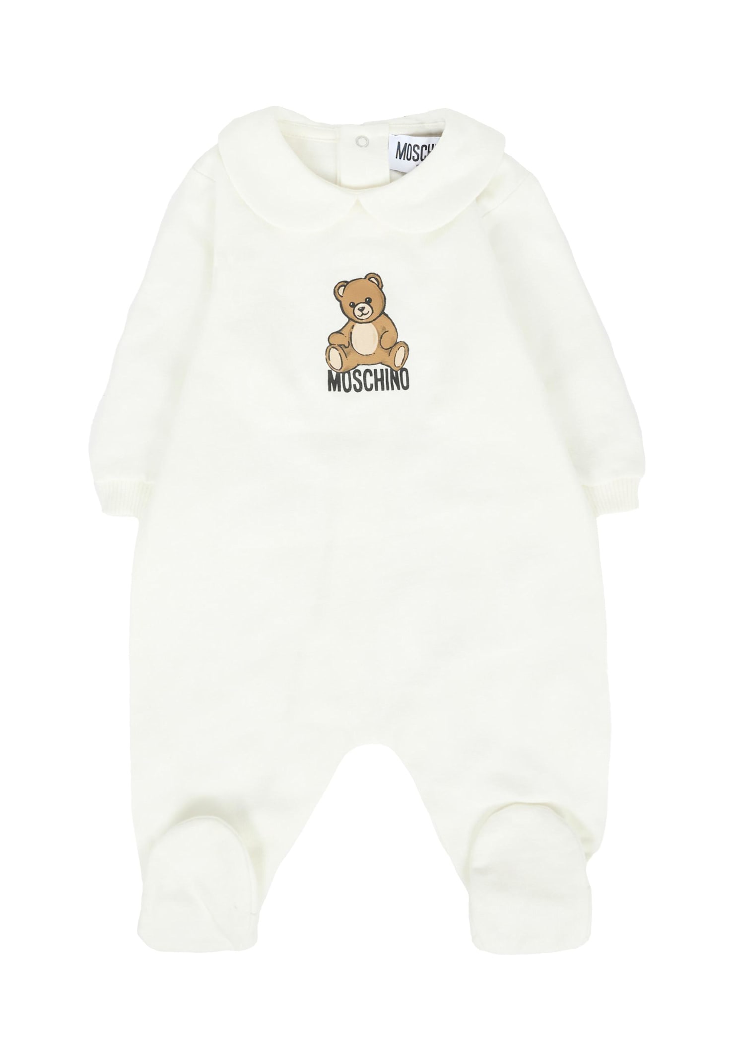 Moschino Ivory Babygrow Set For Babykids With Teddy Bear In White