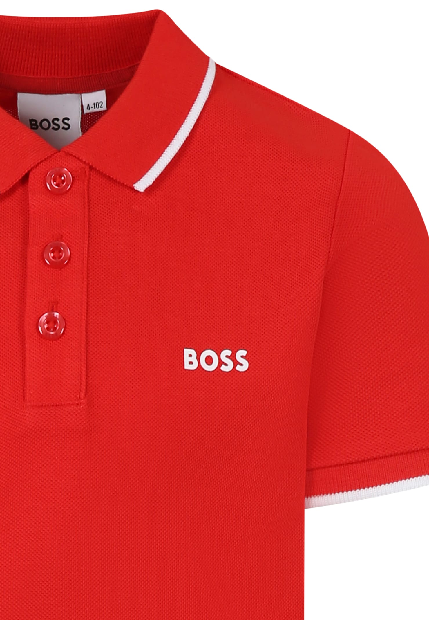 Hugo Boss Red Polo Shirt For Boy With Logo In Red