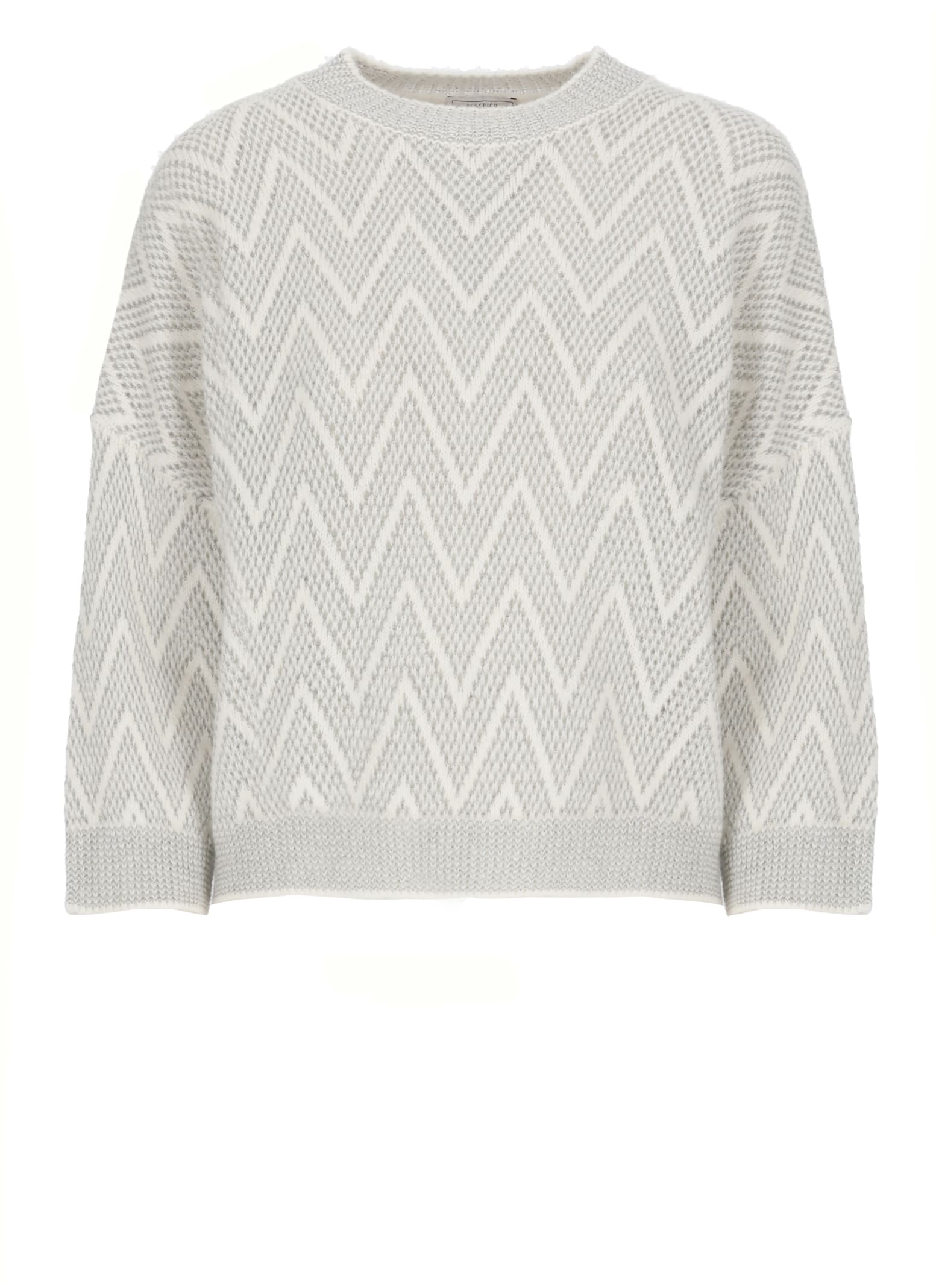 Peserico Knit Sweater Chevron Pattern In Gray