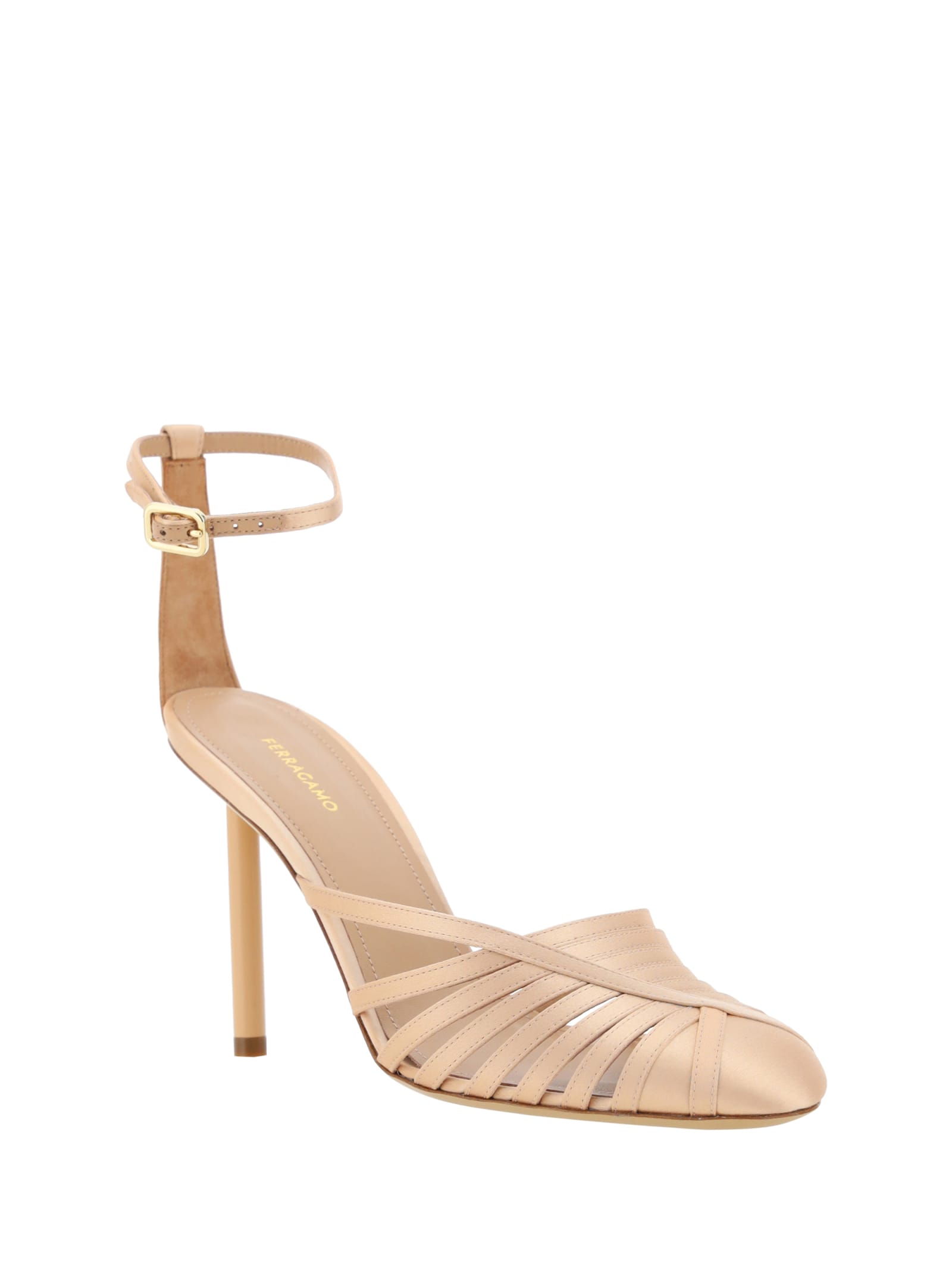 Shop Ferragamo Pump In Beige-white