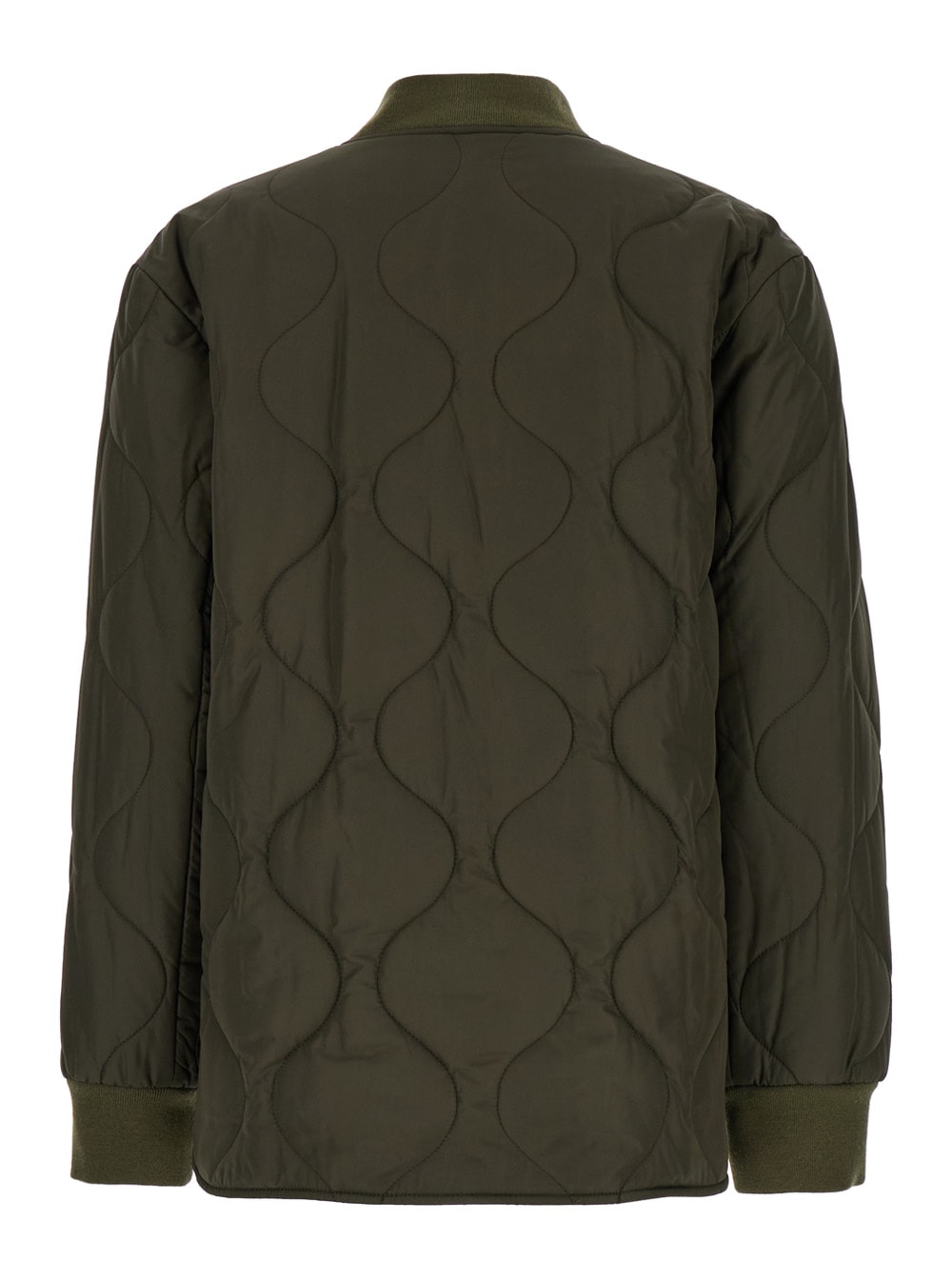 Shop Apc Camila Military Green Jacket With Snap Buttons In Quilted Fabric Woman