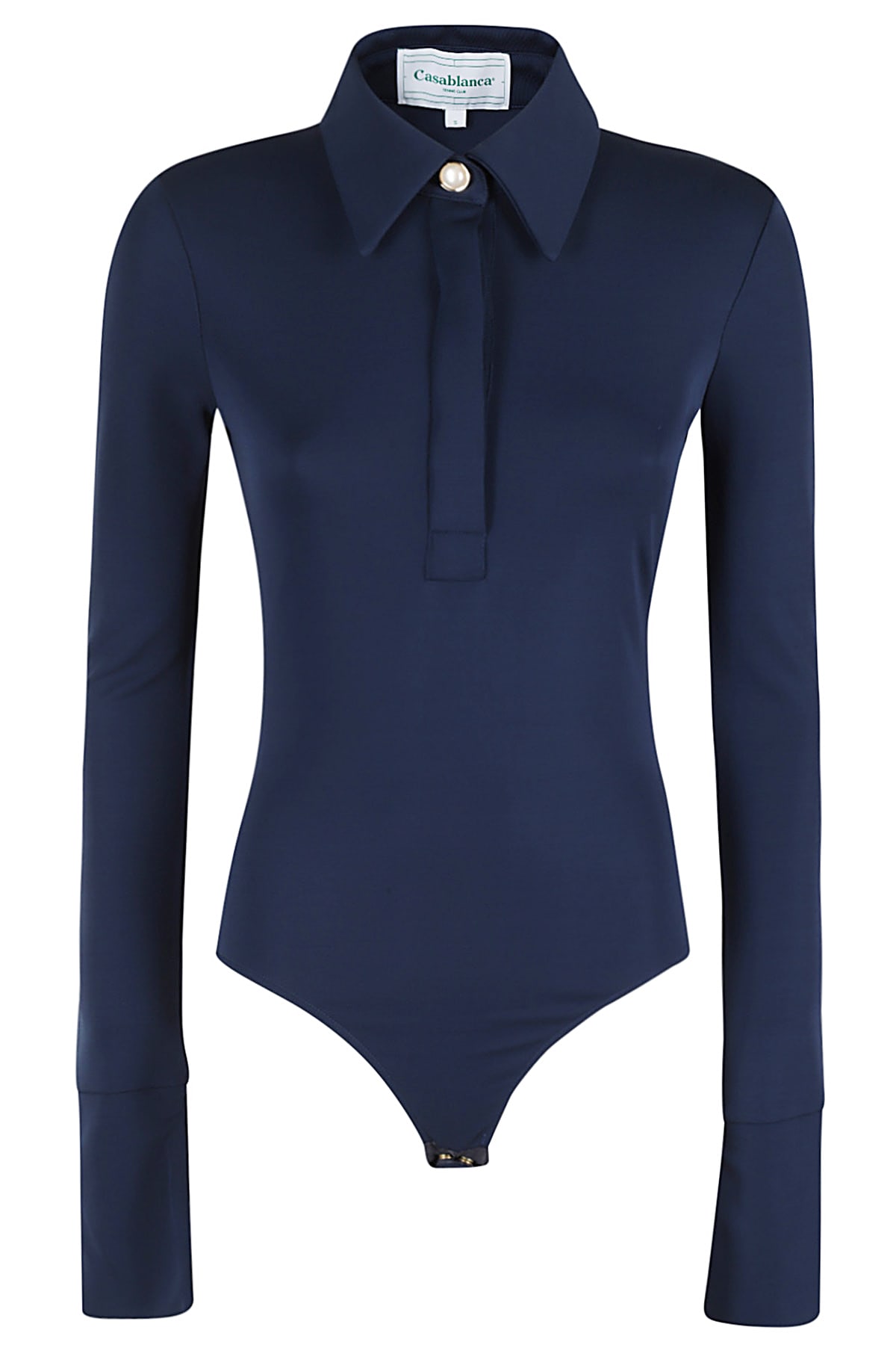 Shop Casablanca Crepe Jersey Bodysuit In Navy