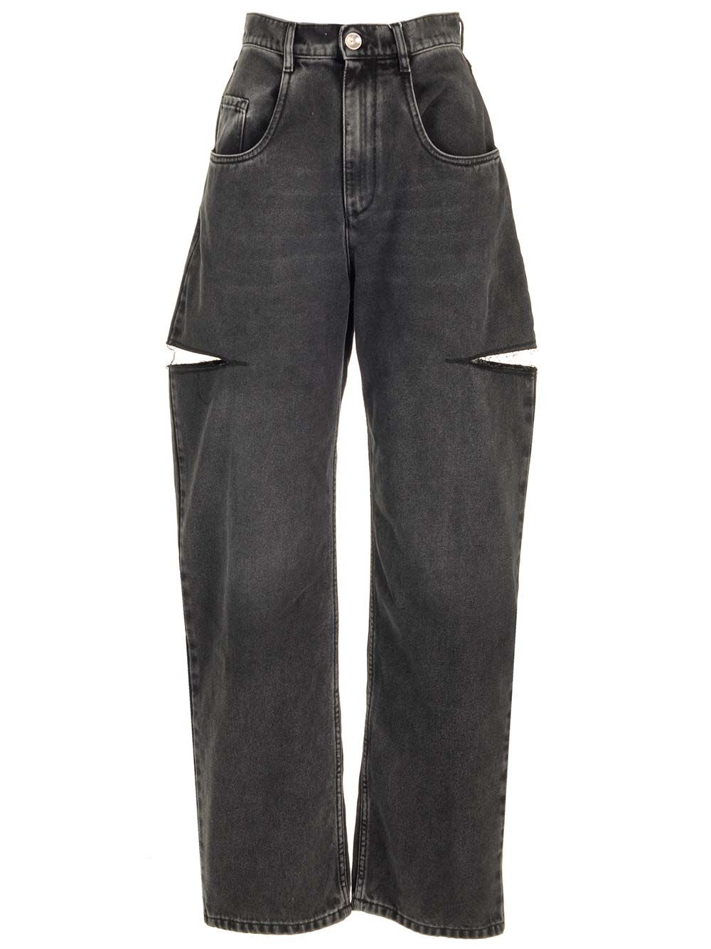 Maison Margiela High-waisted Black Denim Jeans With Relaxed Straight-leg Fit In Black