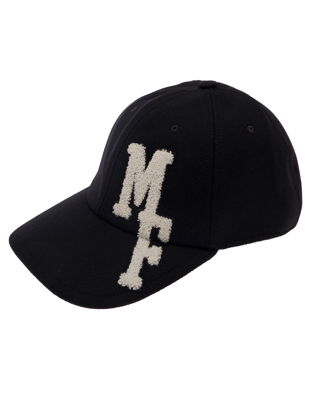 Shop Moncler Genius Black Baseball Cap With Terrycloth Logo Patch And Floreal Patch In Wool Blend Man