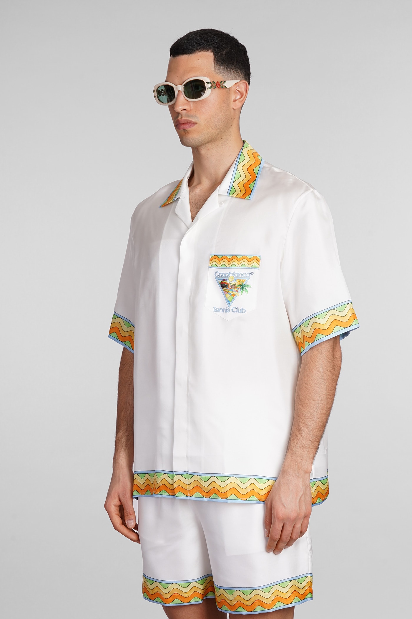 Shop Casablanca Shirt In White Silk