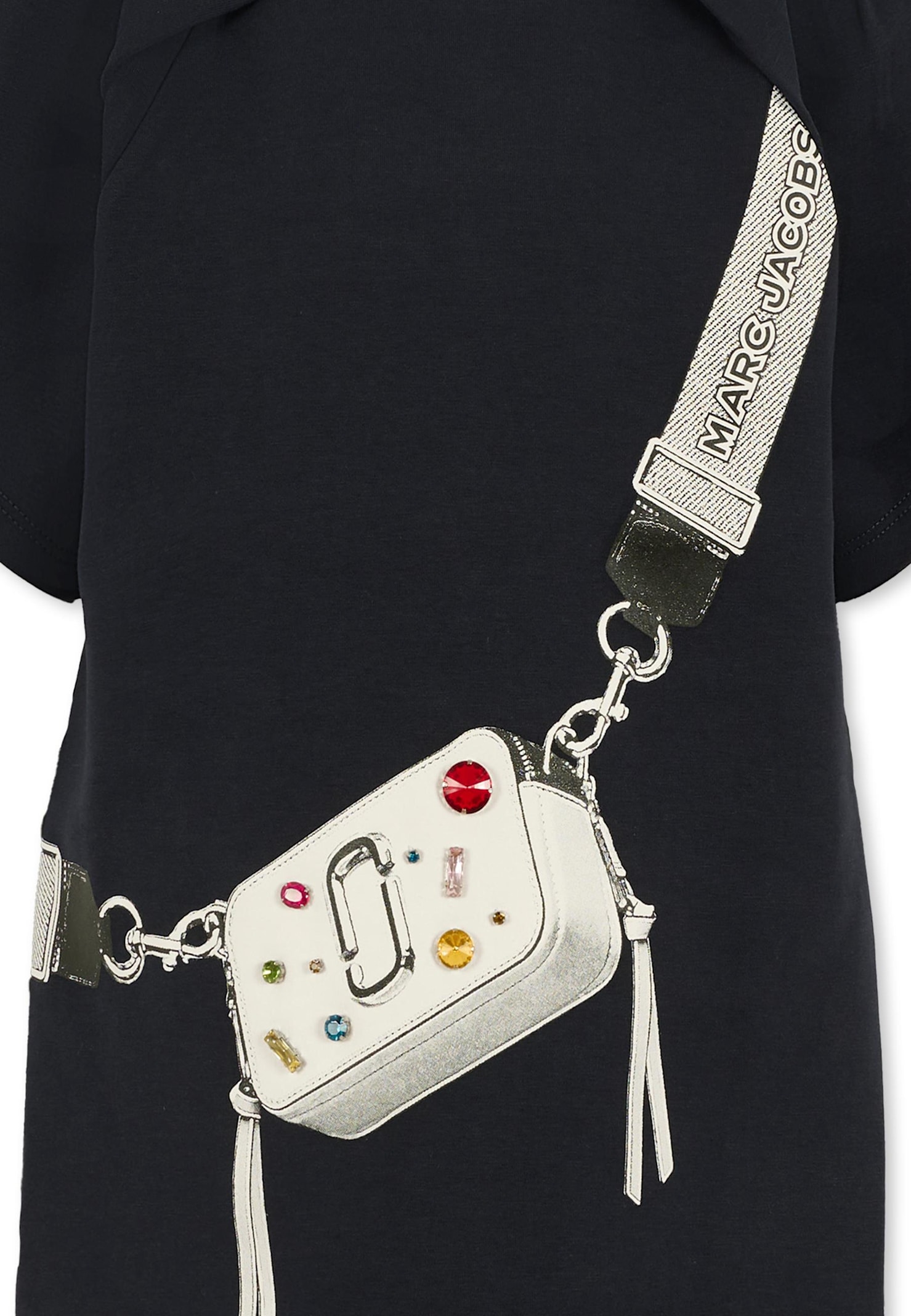 Marc Jacobs Blue Dress For Girl With Bag Print In Black