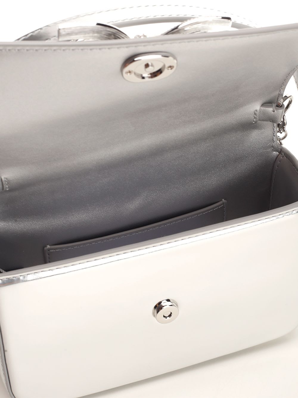 Shop Self-portrait Micro Silver Leather Bag