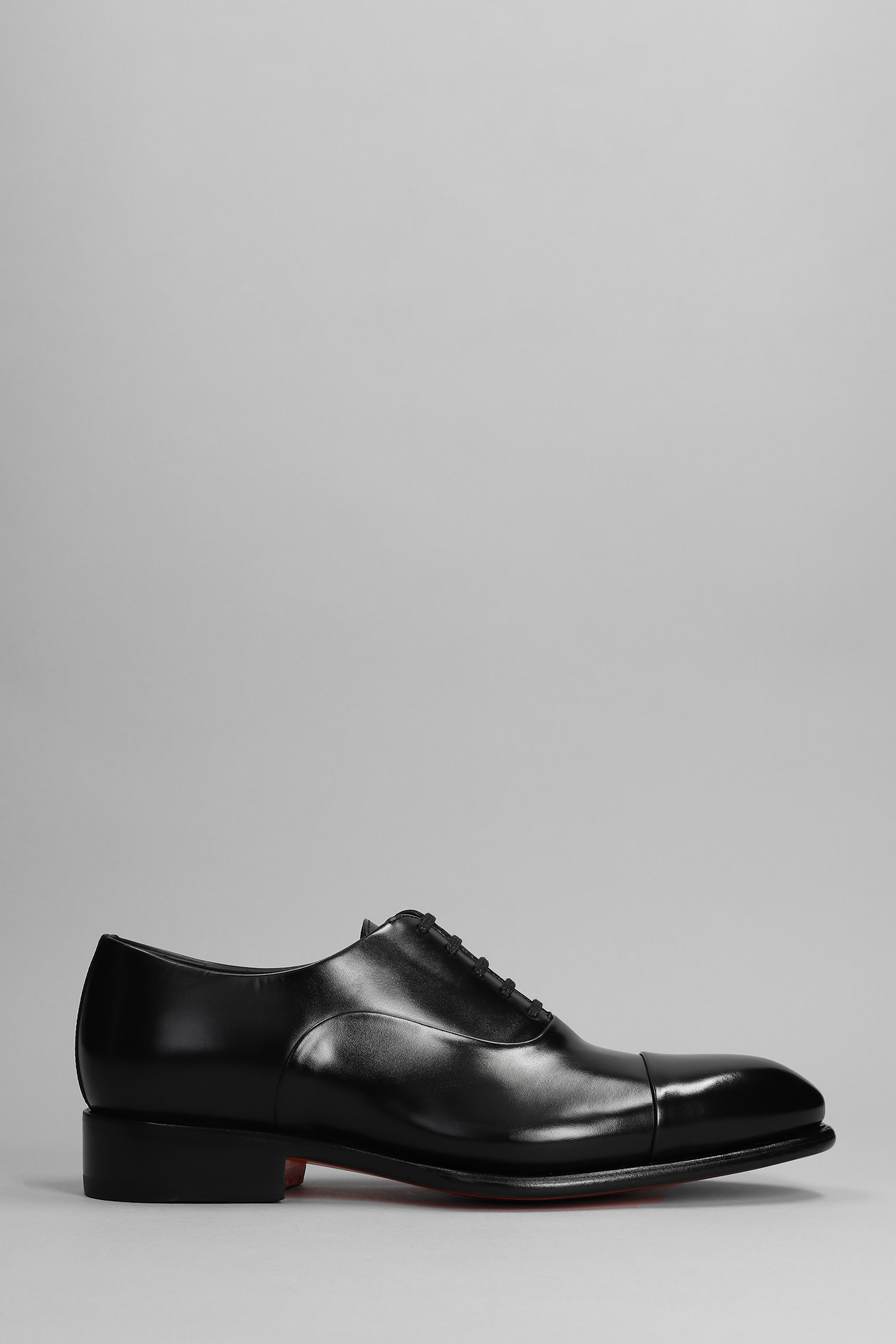 Santoni Black Oxford Shoe