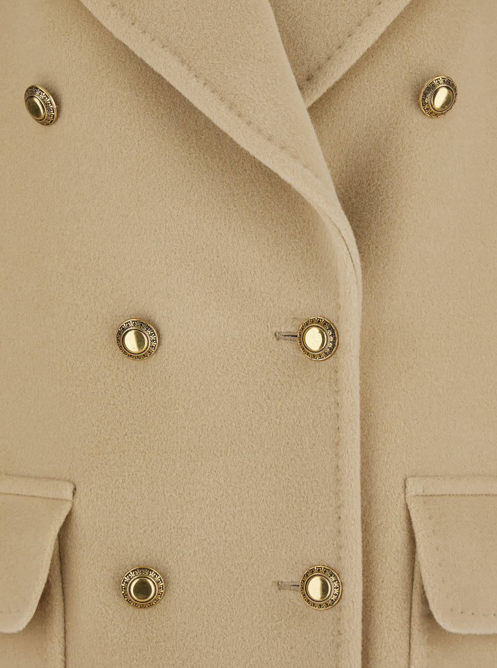 Shop Tagliatore Beige Double-breasted Coat With Wide Notched Revers And Jewel Buttons In Wool Blend Woman