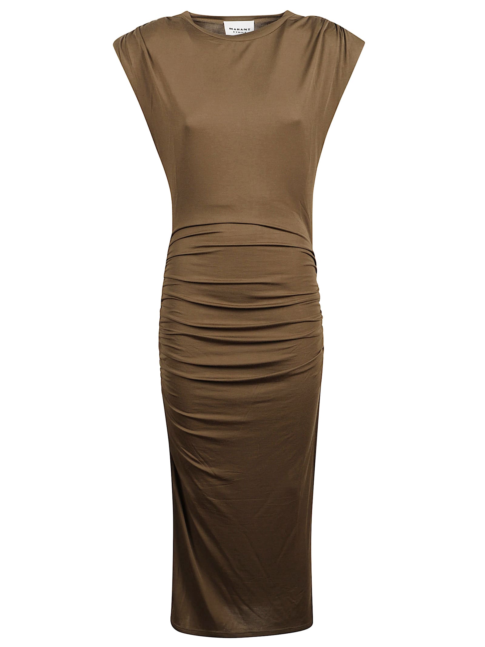 Isabel Marant Étoile Sleeveless Midi Dress Featuring Ruched Design In Brown
