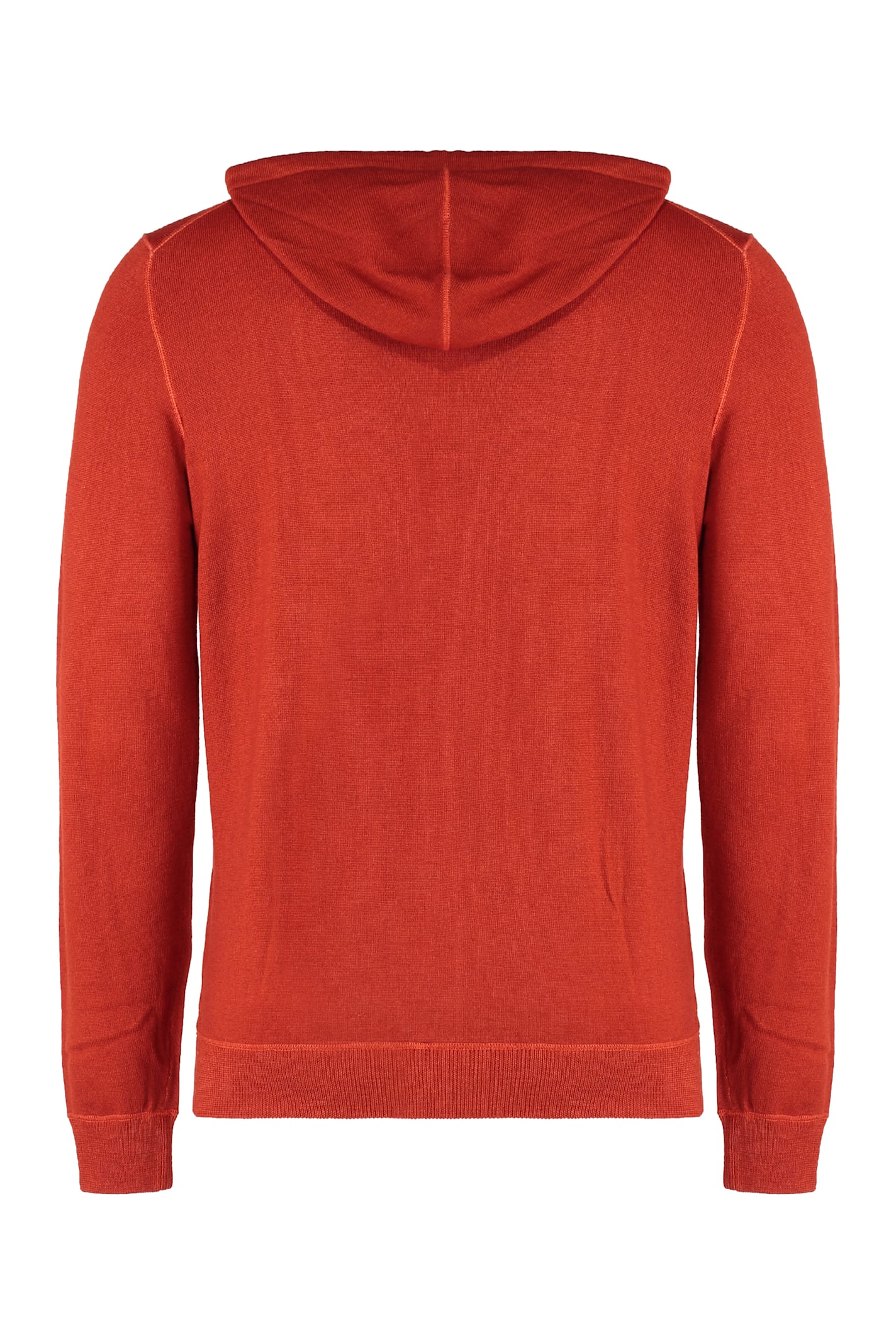 Moorer Ribbed Hooded Sweater In Red