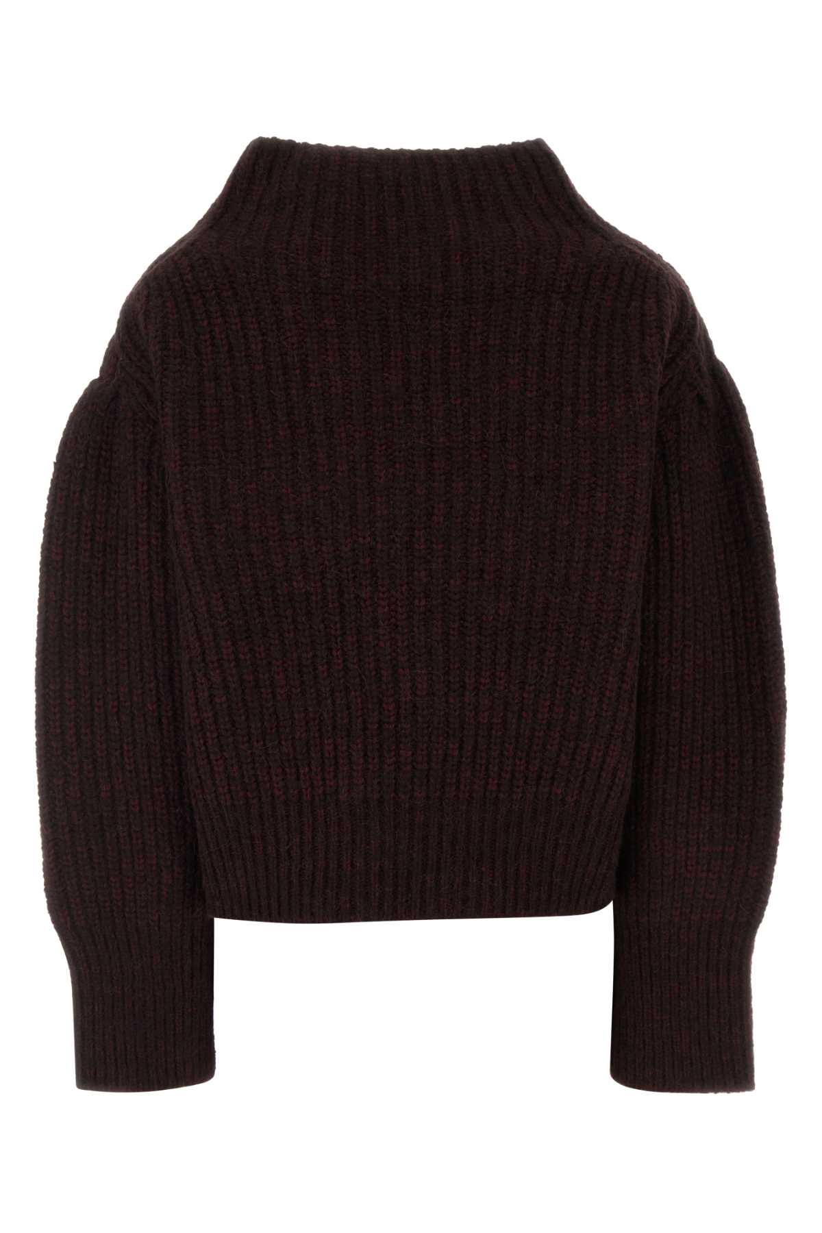 Dries Van Noten Two-tone Wool Blend Teubina Oversize Sweater In Burgundy