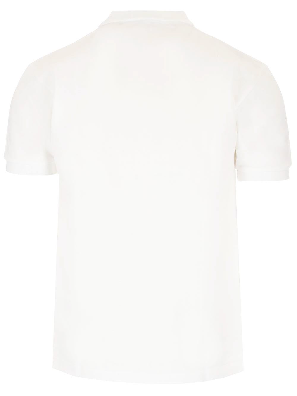 Comme Des Garçons Play Heart Patch Polo Shirt In White