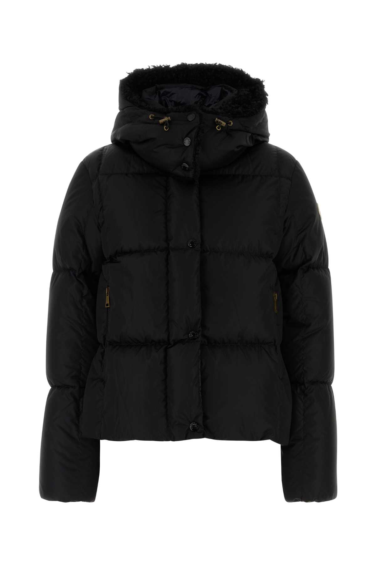 Moncler Black Nylon Castelnou Down Jacket In Gray