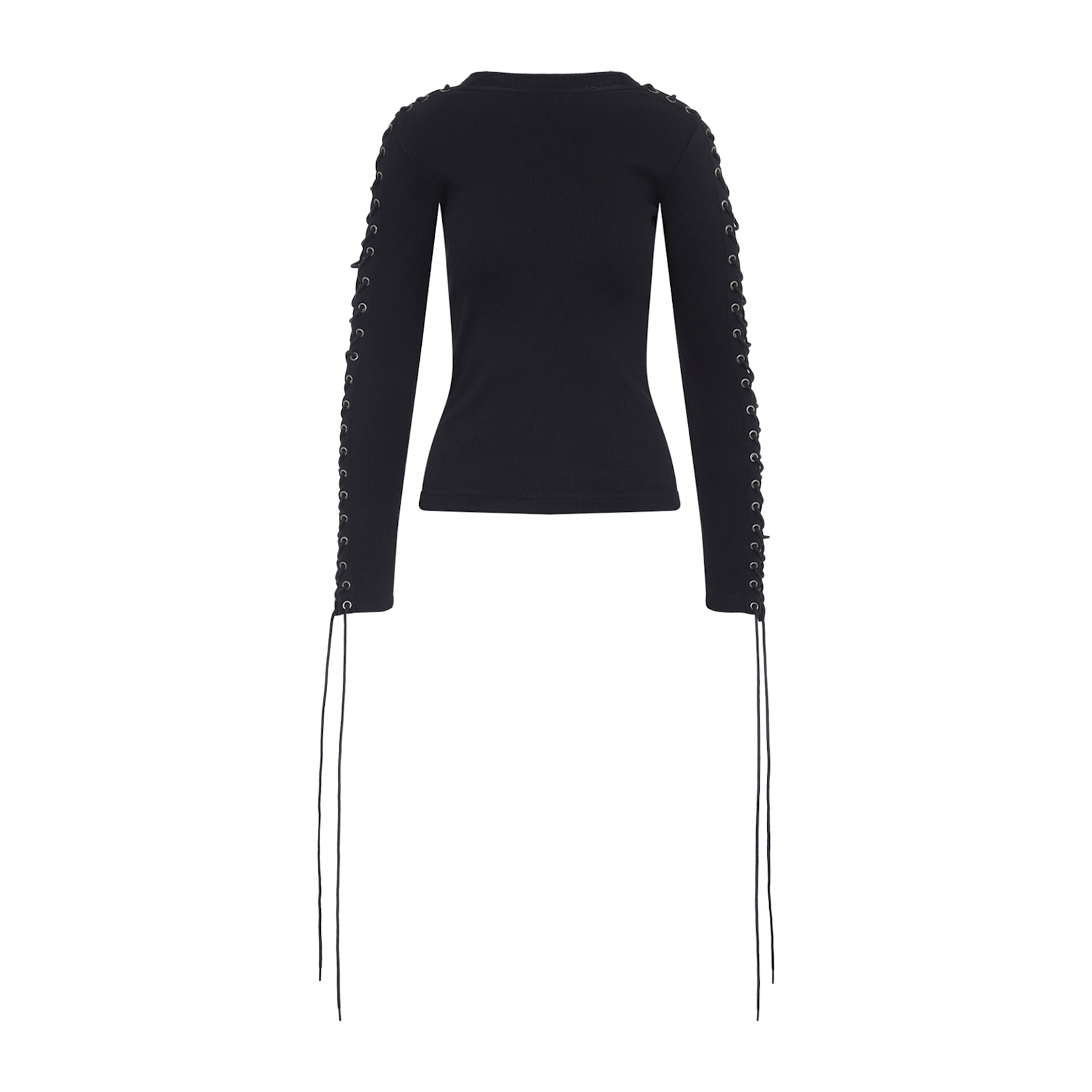 Balenciaga Lace-up Long Sleeve Cotton T-shirt In Black