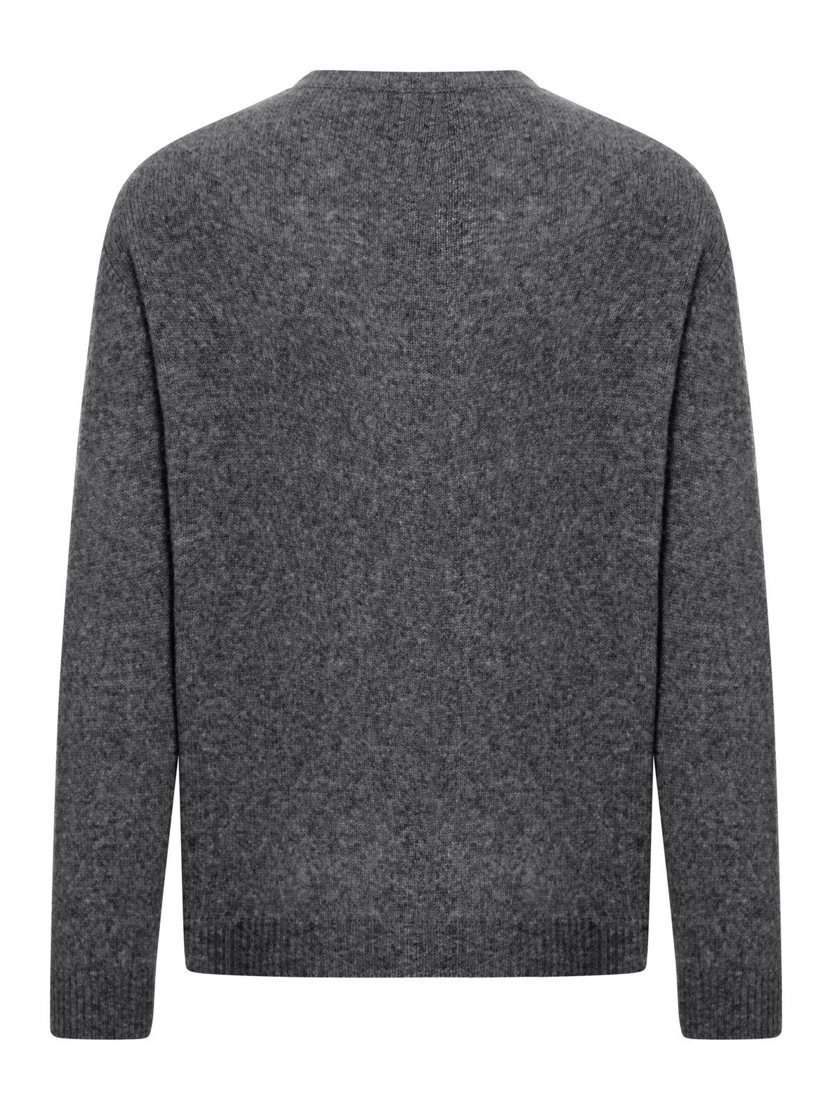 Shop Roberto Collina Crewneck Knitted Sweater In Anthracite