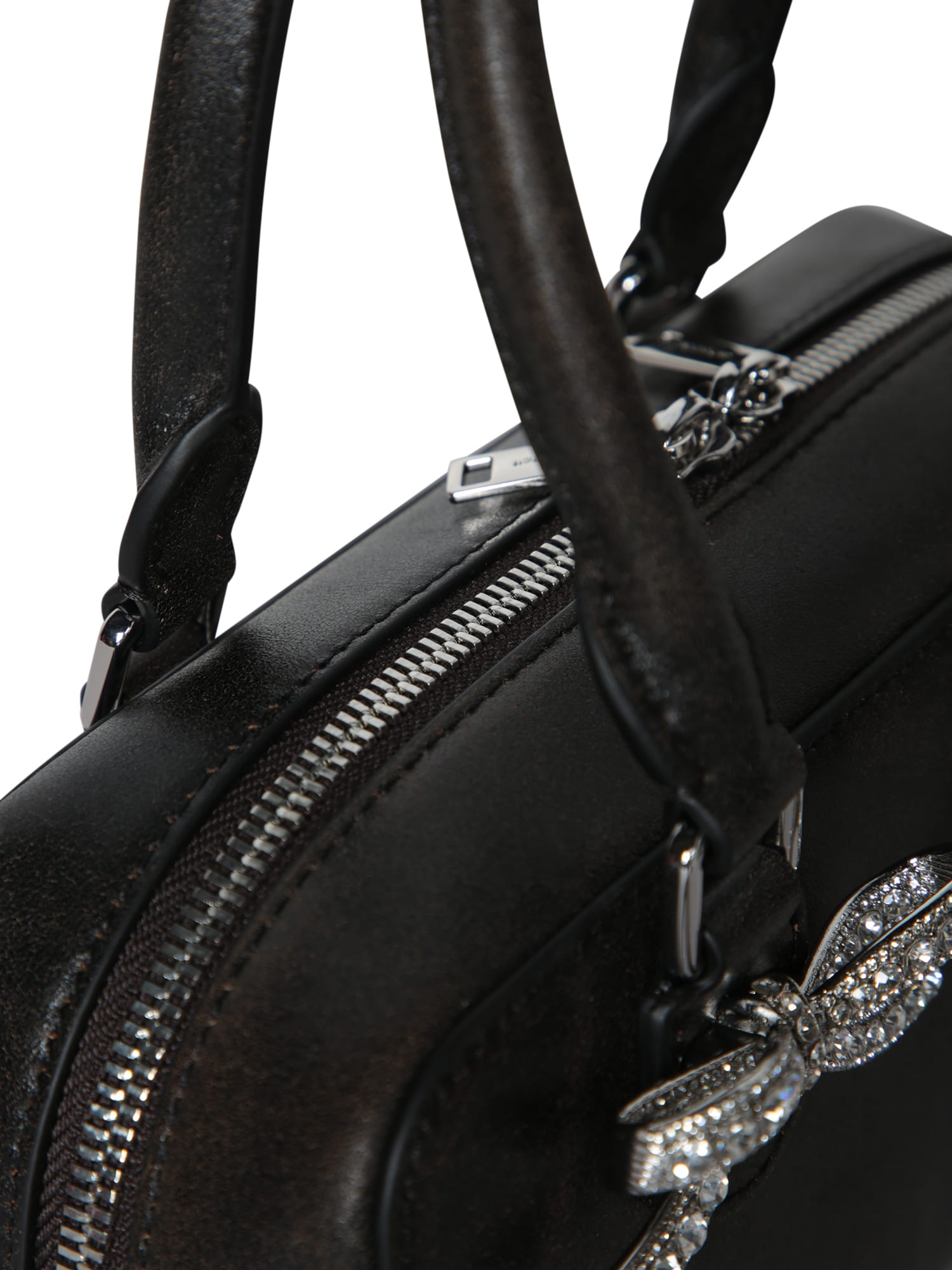 Self-portrait Distressed Black Mini Tote Bag In Black